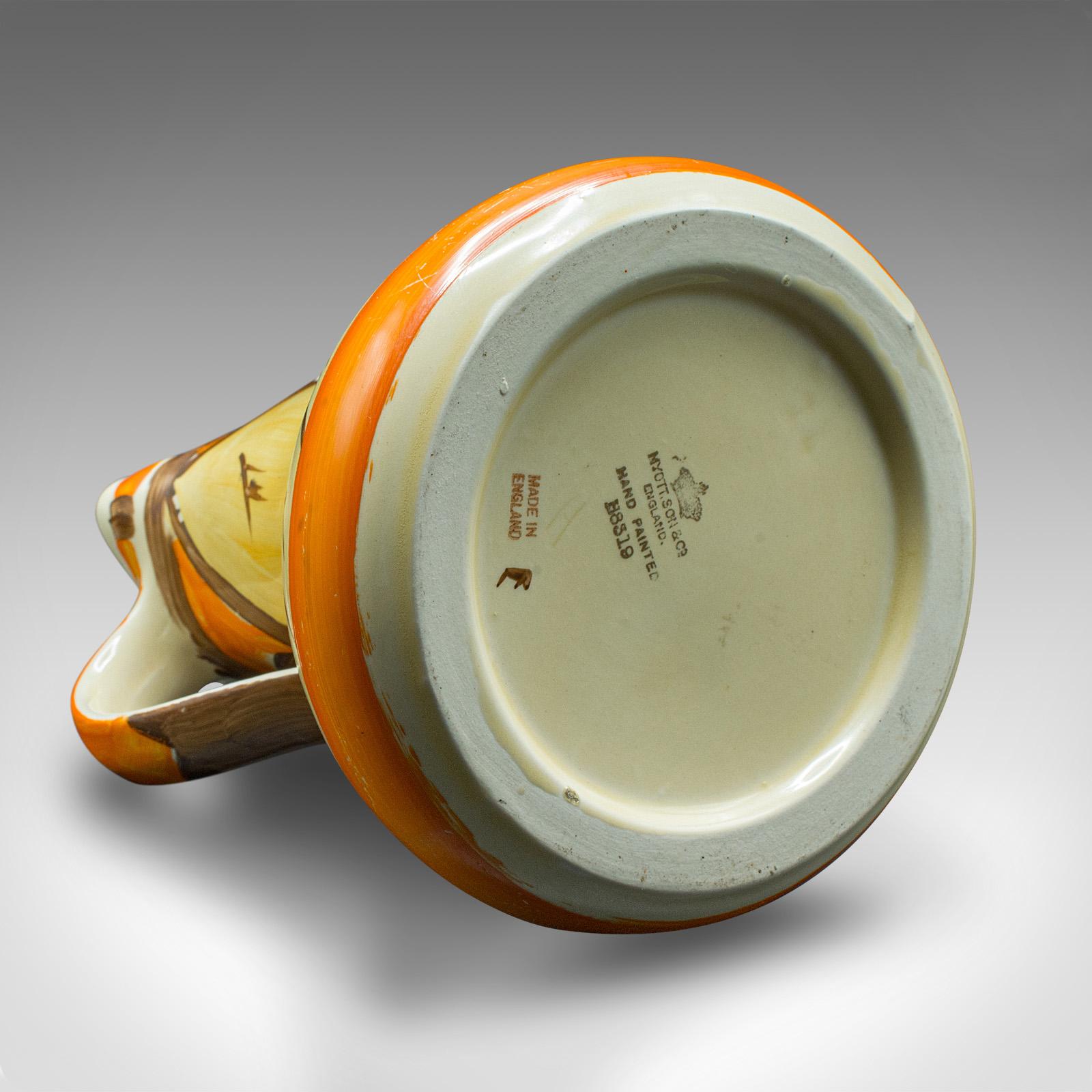 Vintage-Krug mit Nadelhalsausschnitt, englisch, handbemalt, Keramik, Pourer, Art déco, um 1930 im Angebot 2