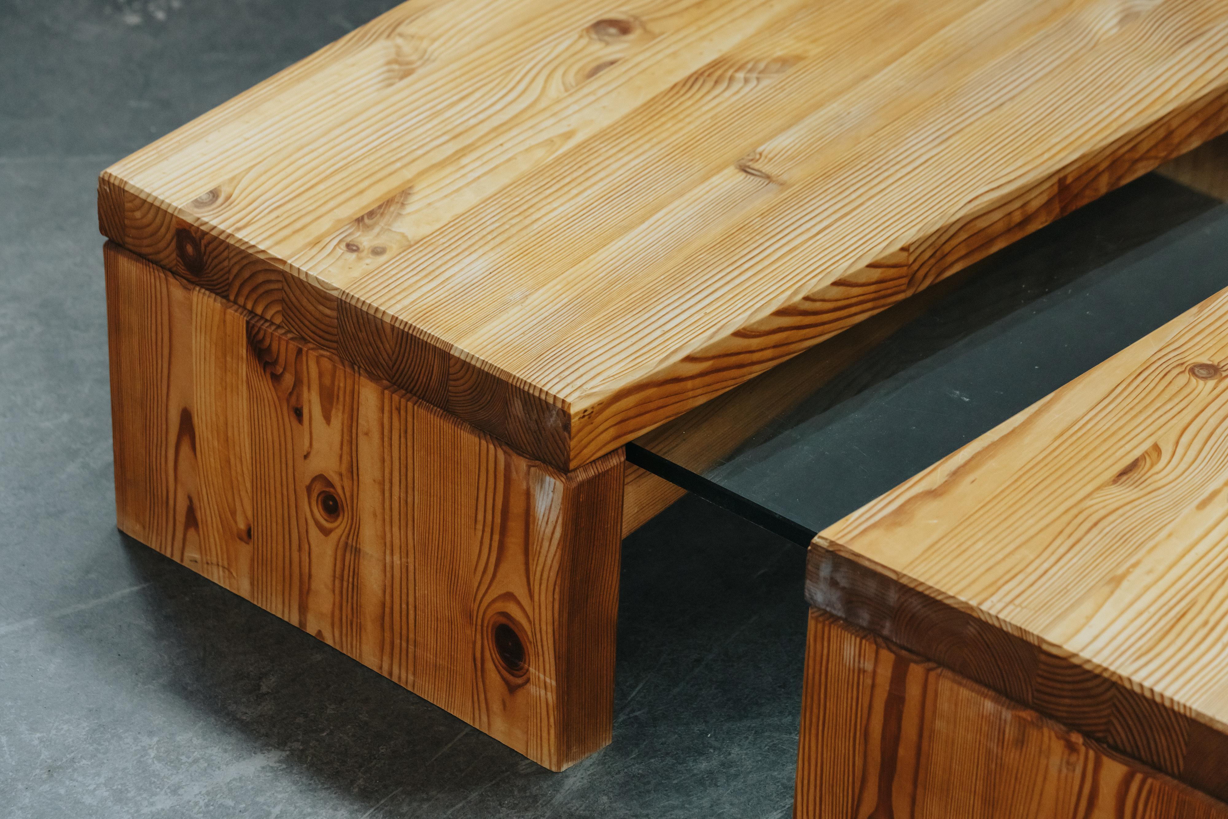 Vintage Pine And Glass Coffee Table From France, Circa 1960 en vente 1