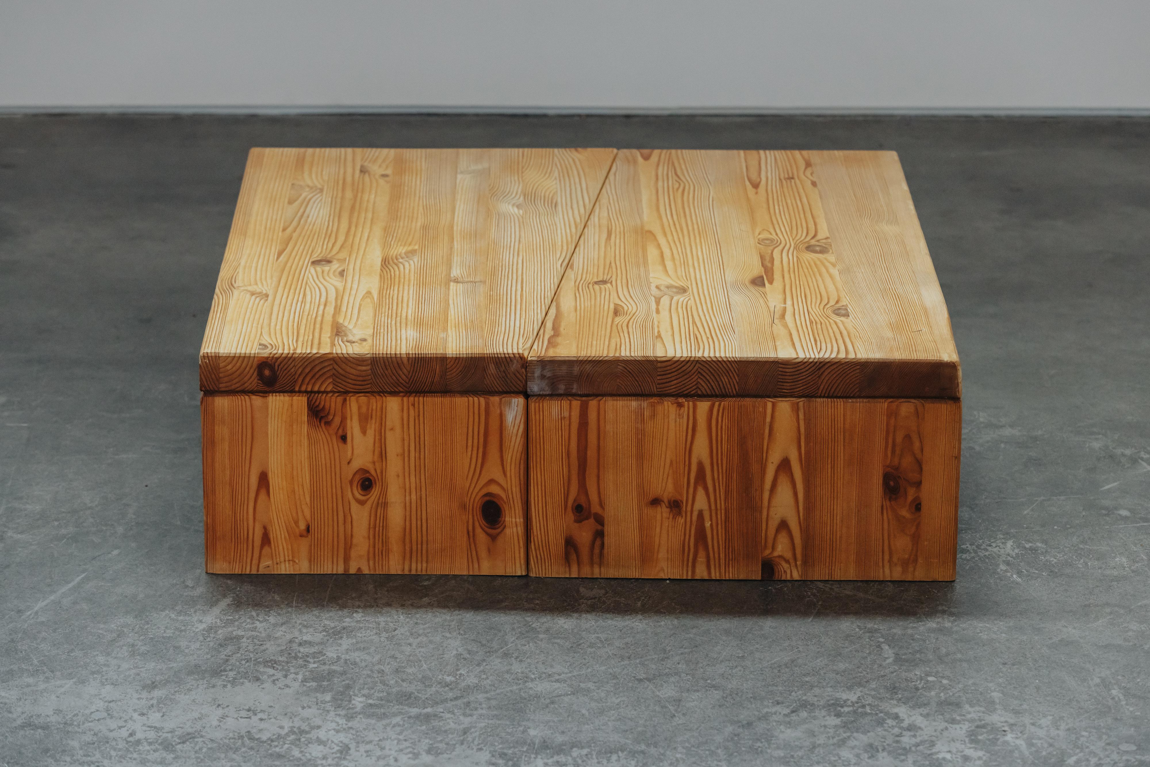 Vintage Pine And Glass Coffee Table From France, Circa 1960 en vente 4