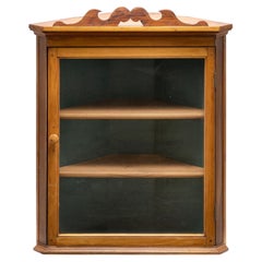 Vintage Pine and Glass Corner Cabinet