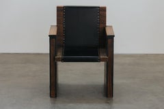 Vintage Pine And Leather Side Chair From The Netherlands, Circa 1950