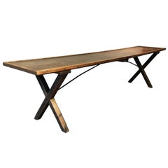 Vintage Pine and Leather Topped Server Vintage Pine and Leather Topped Server