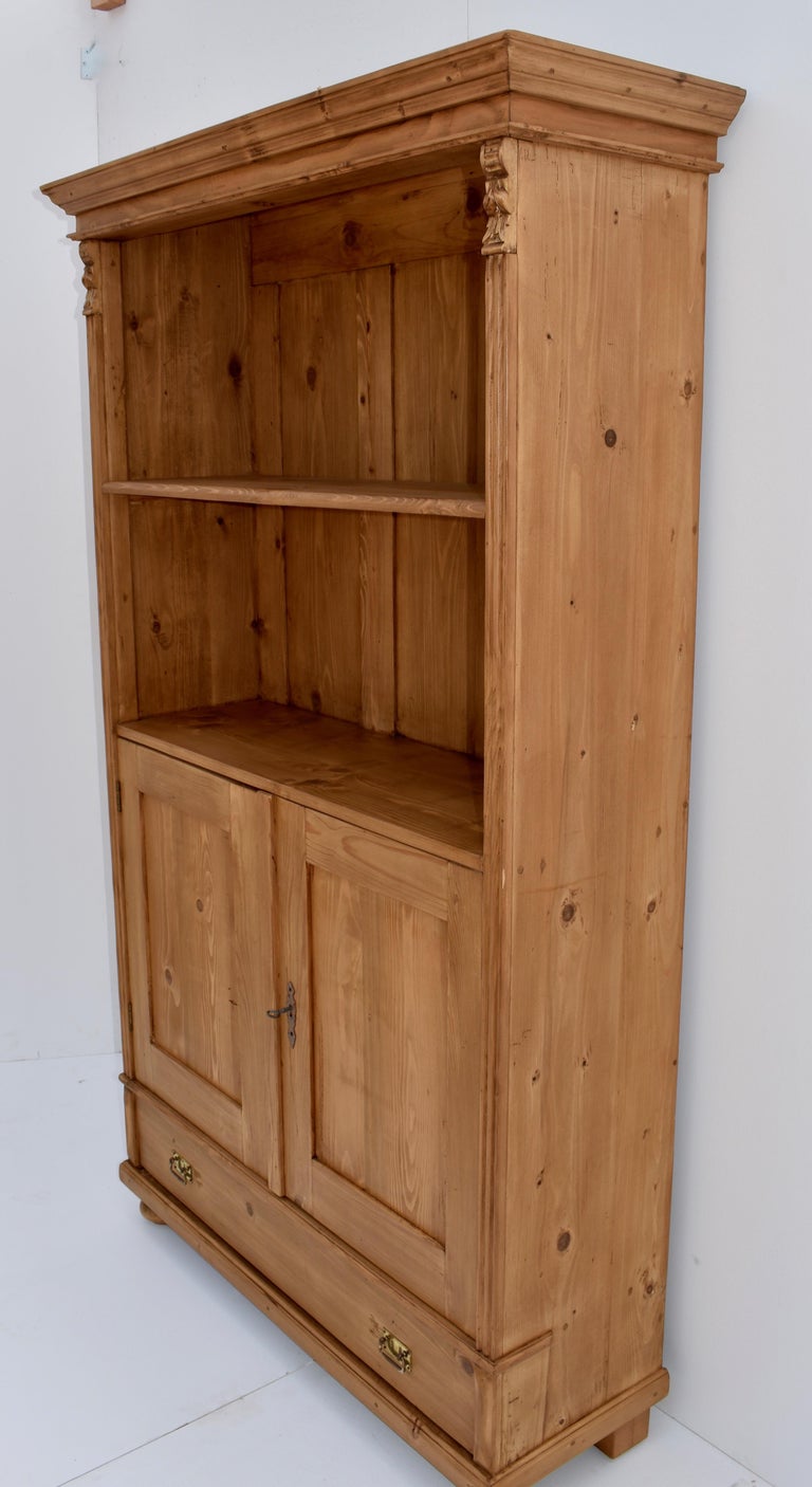 Vintage Pine Bookcase with Doors at 1stDibs