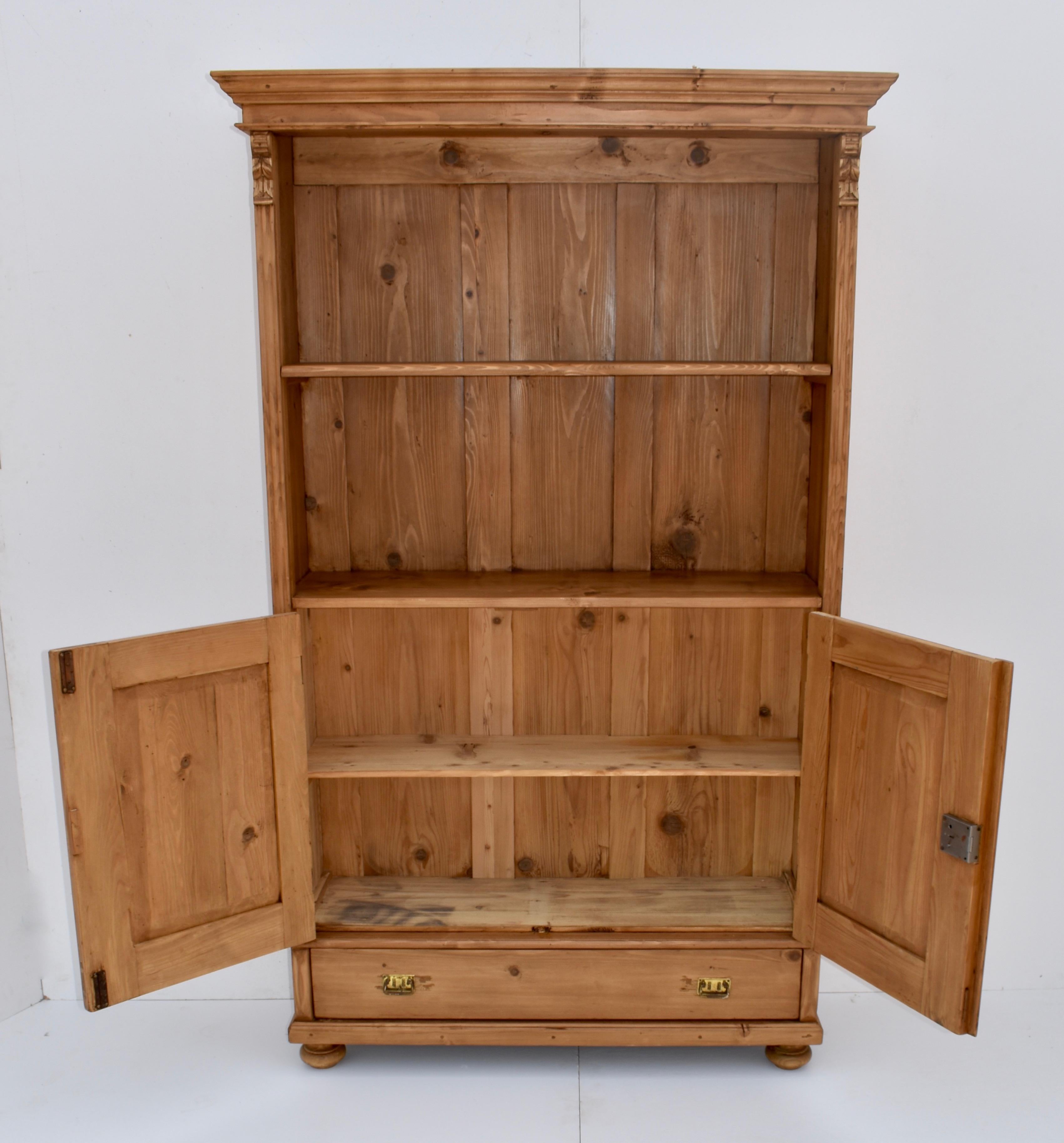 pine bookcase with cupboard