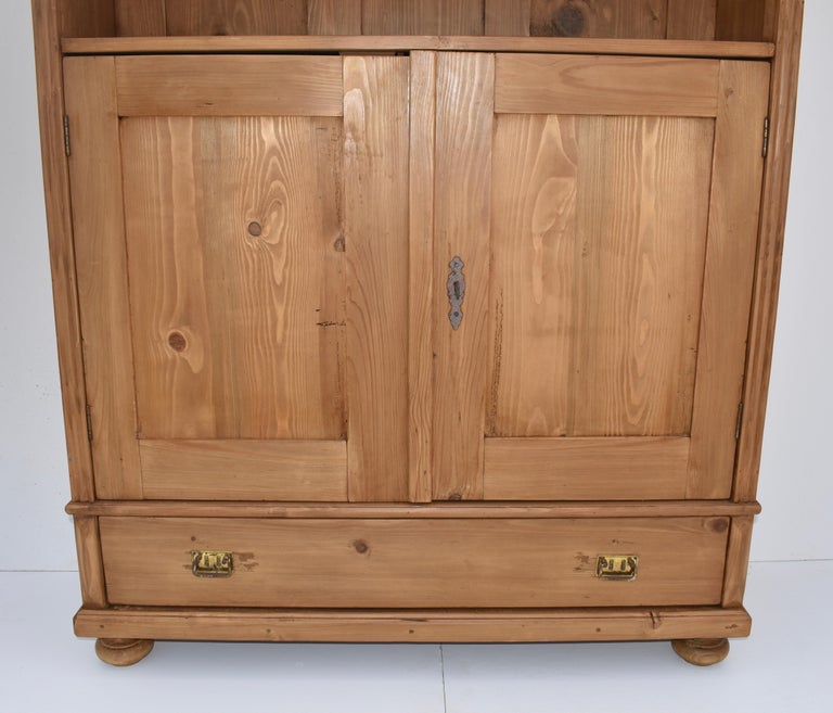 Vintage Pine Bookcase with Doors at 1stDibs