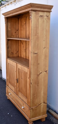 Vintage Pine Bookcase with Half Doors from Armoire
