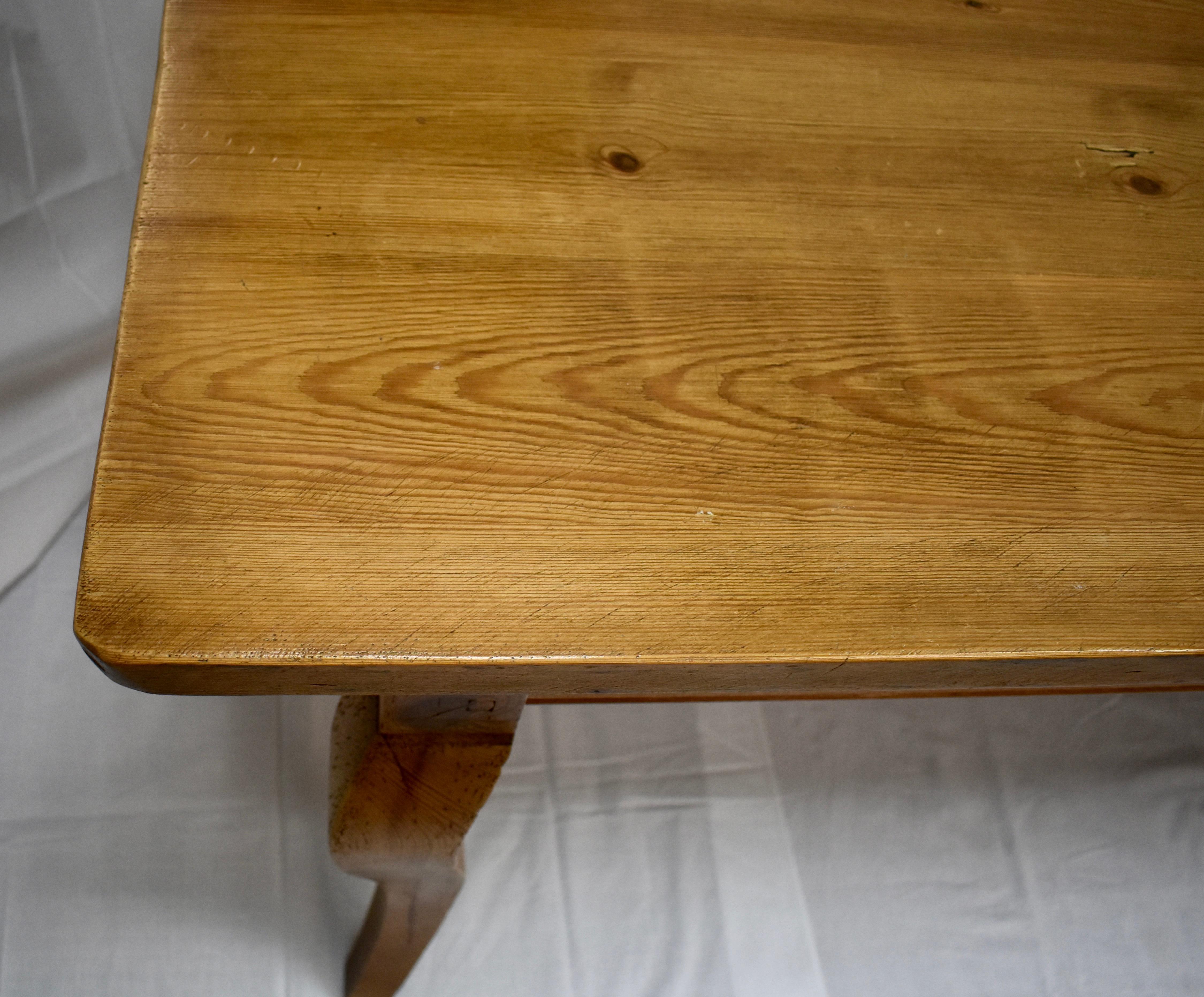 Vintage Pine Cabriole Leg Farmhouse Dining Table 3