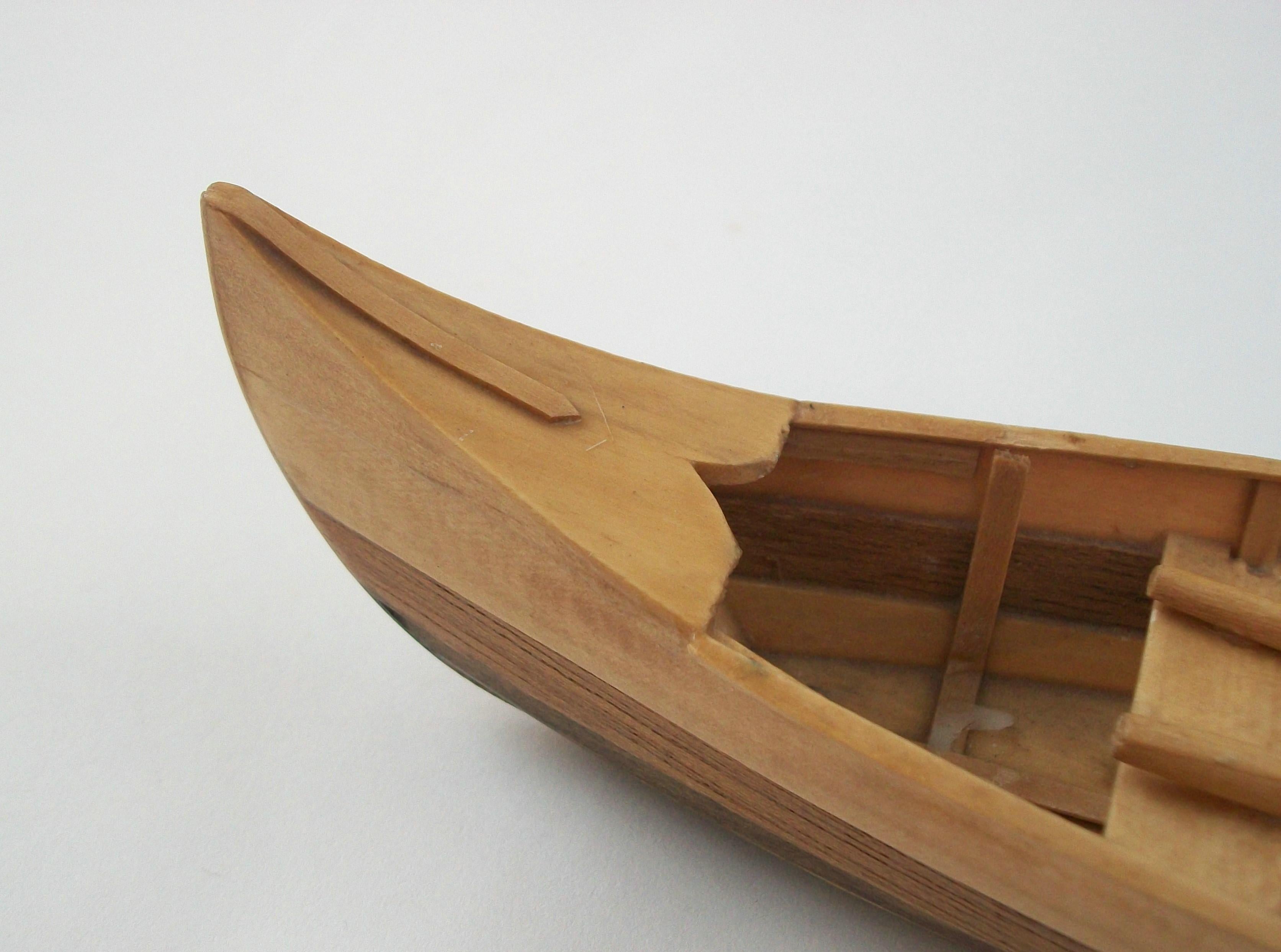 Vintage Pine & Cedar Canoe Scale Model - Canada - Mid 20th Century For Sale 5