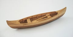Vintage Pine & Cedar Canoe Scale Model - Canada - Mid 20th Century