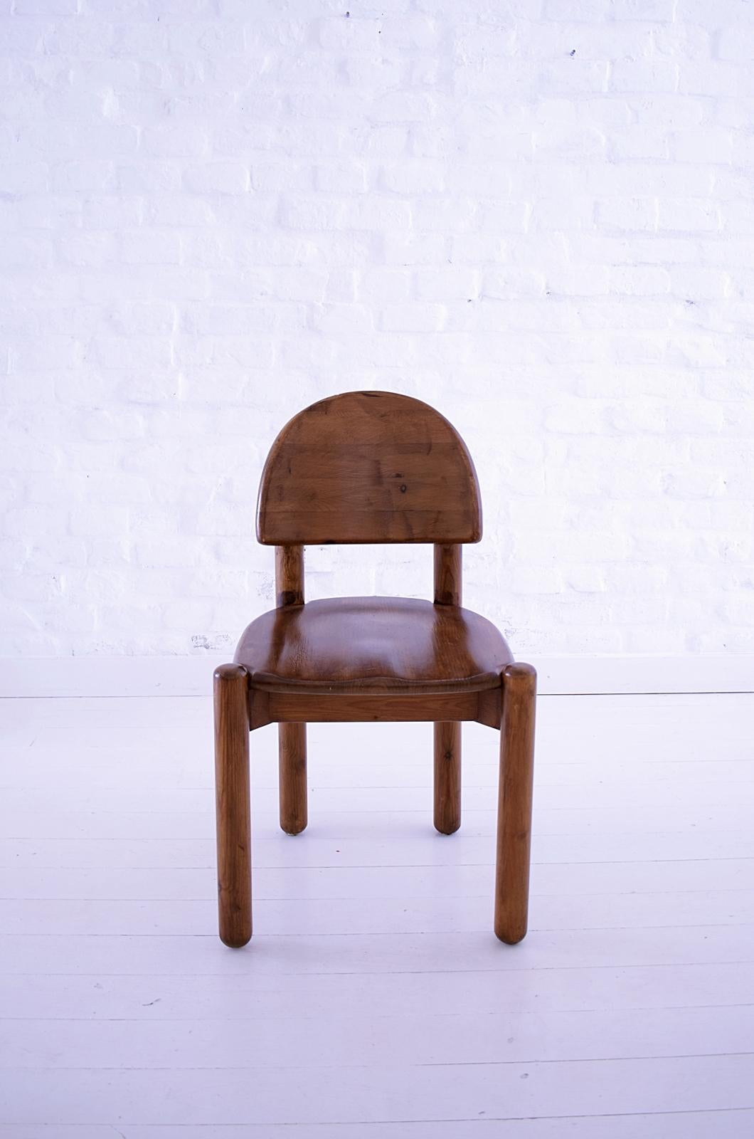 This chair made from solid pine, designed by Rainer Daumiller, and manufactured by Hirtshals Sawmill in Denmark around the 1970s.

Very well made solid chair in good overall condition, some signs of wear.
  