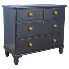Antique Pine Chest of Drawers in Distressed Black