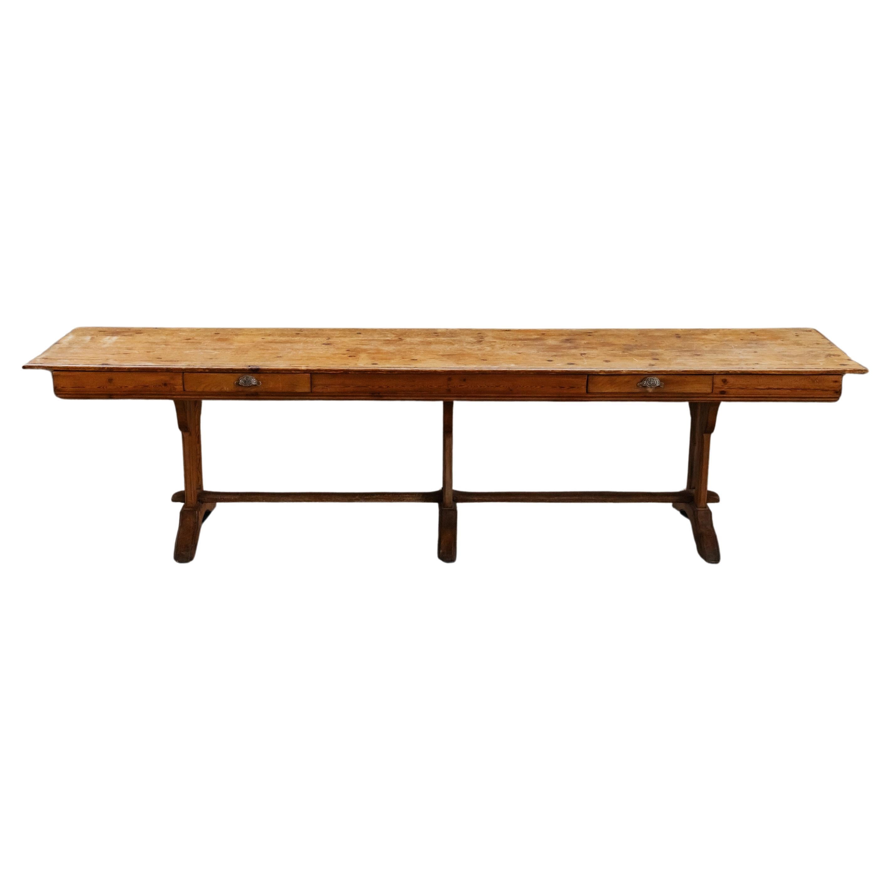 Vintage Pine Console Table From France, Circa 1940