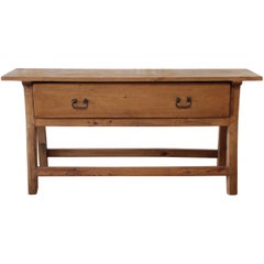 antique pine console table Vintage Pine Console Table with Drawer