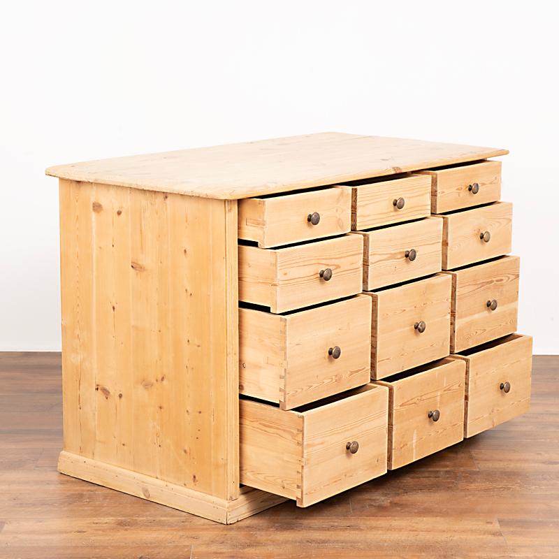 Danish Vintage Pine Counter Apothecary Chest of 12 Drawers