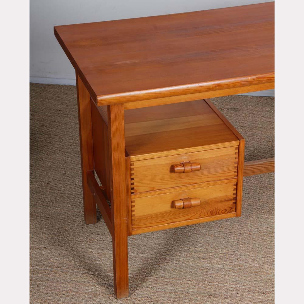 Francese Vintage pine desk from the 1980s in vendita