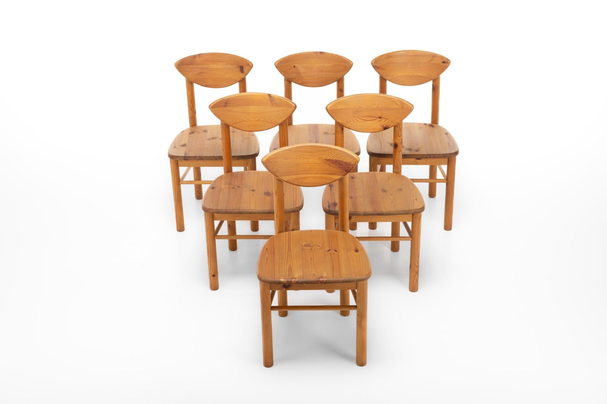 Tedesco Sedie da pranzo in pino vintage, anni '70, set di 6 in vendita