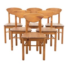 Sillas de comedor vintage de pino, años 70, juego de 6
