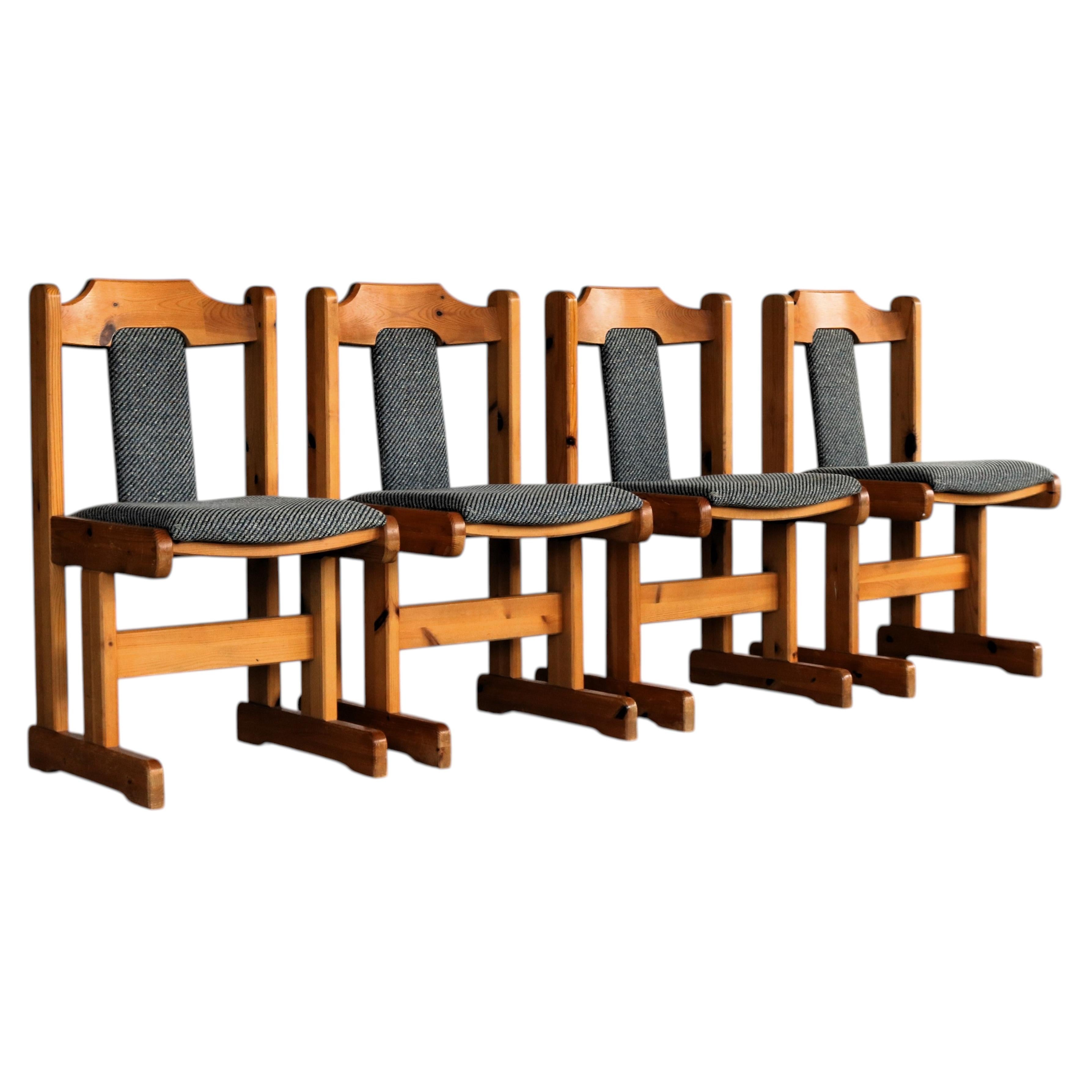 1960s Vintage Upholstered Pine Dining Room Chairs from Sweden