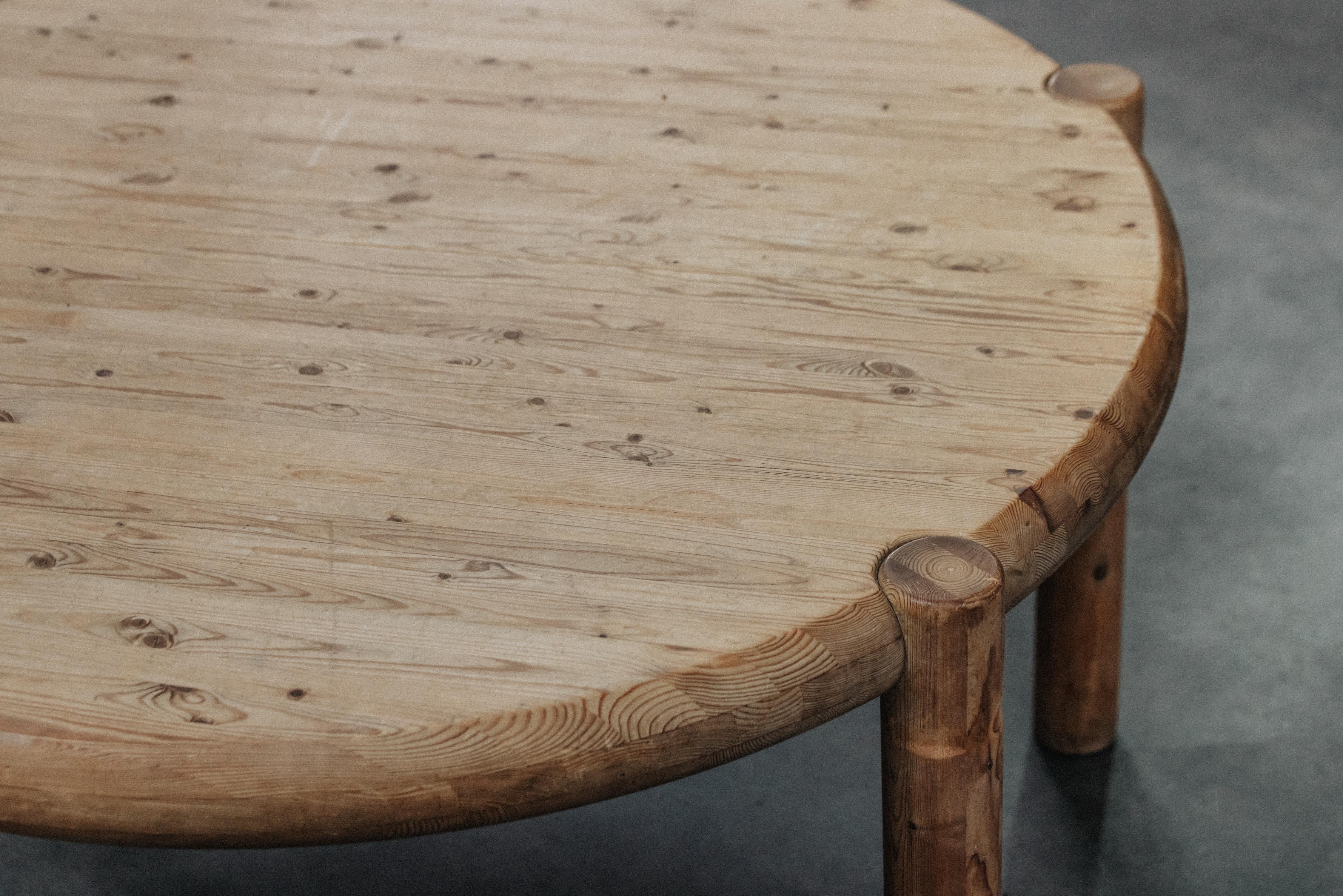 European Vintage Pine Dining Table From Denmark, Circa 1970 For Sale
