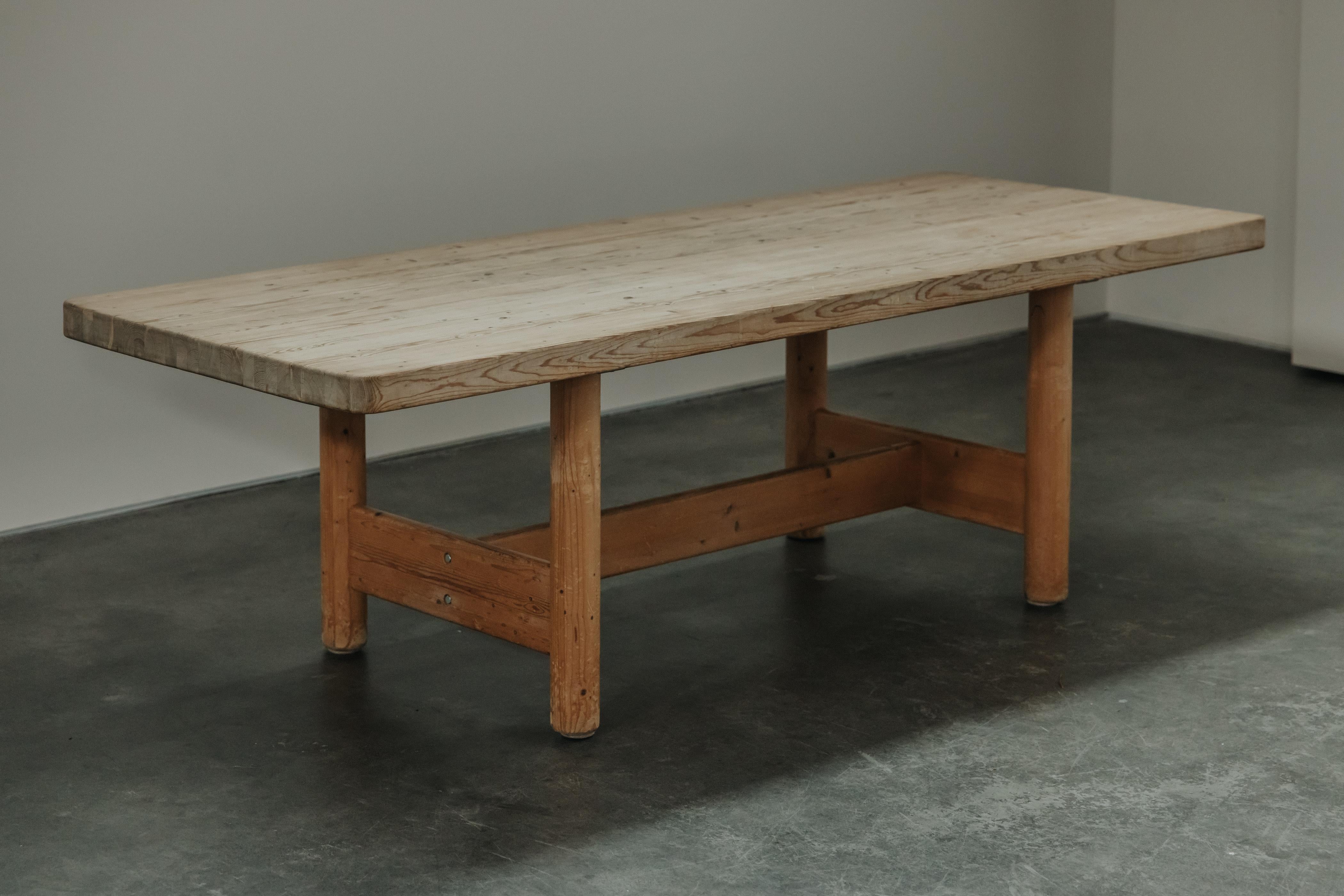 European Vintage Pine Dining Table From Denmark, Circa 1970 For Sale