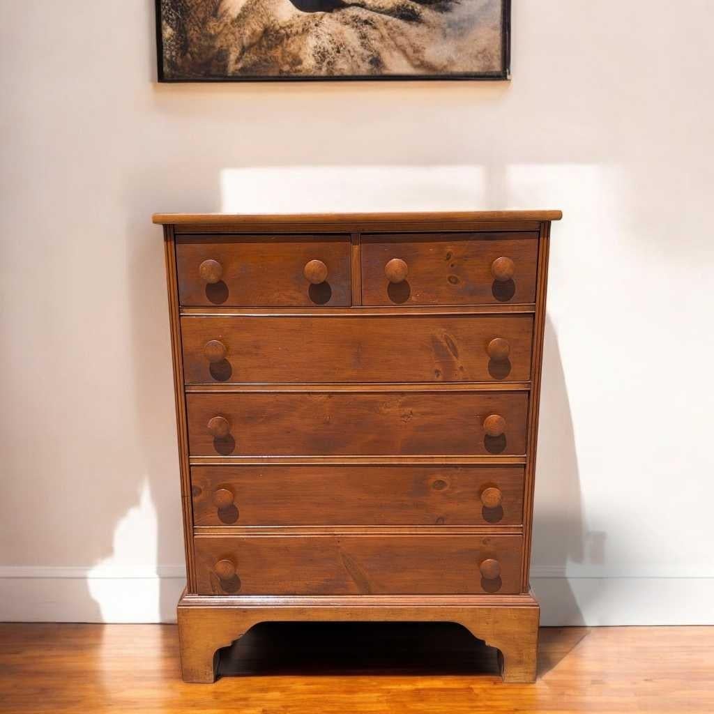 Américain Commode en pin vintage à 6 tiroirs avec base en support, vers les années 1970, États-Unis en vente