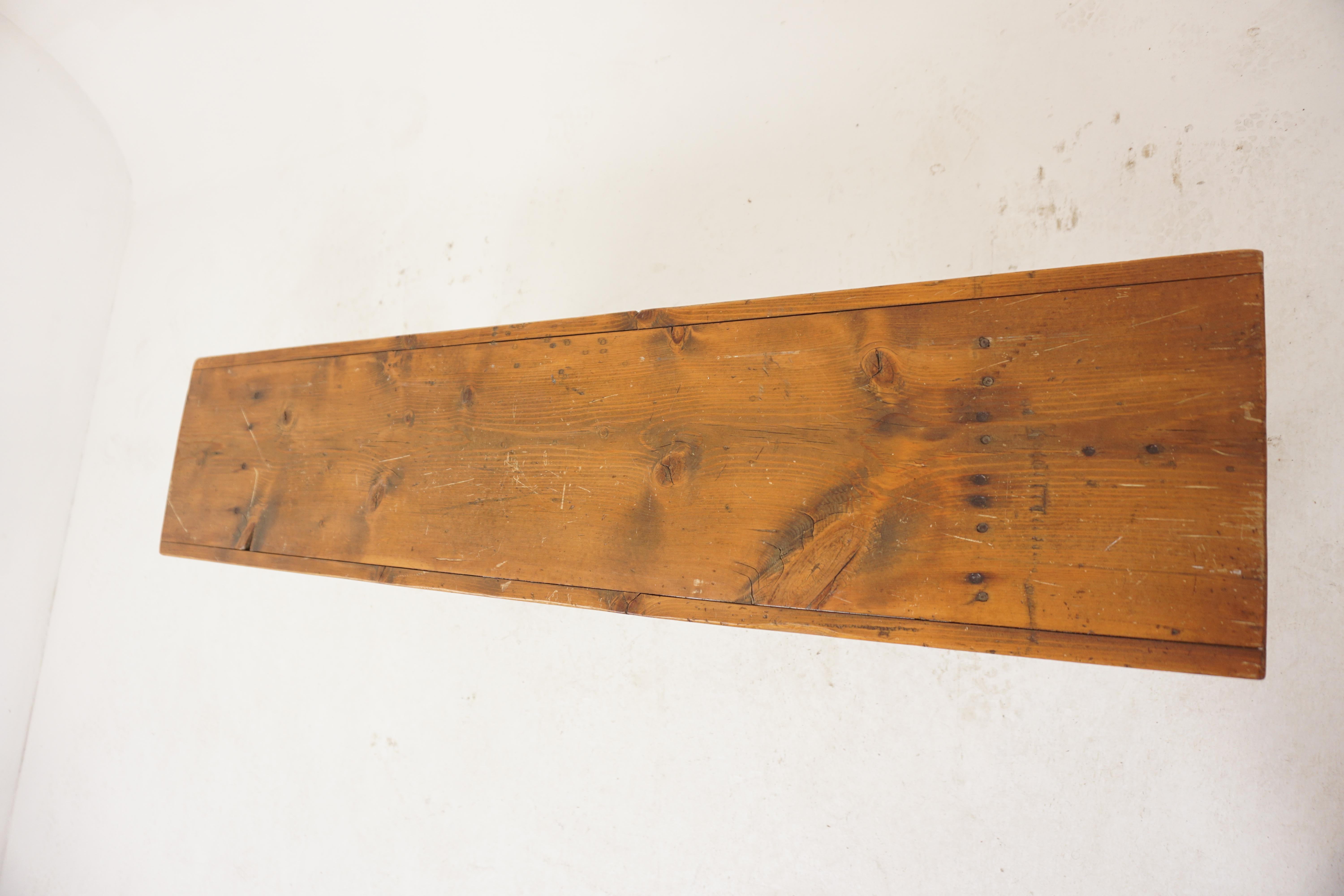 Vintage Pine Farmhouse Bench, Scotland 1930, H493 In Good Condition In Vancouver, BC