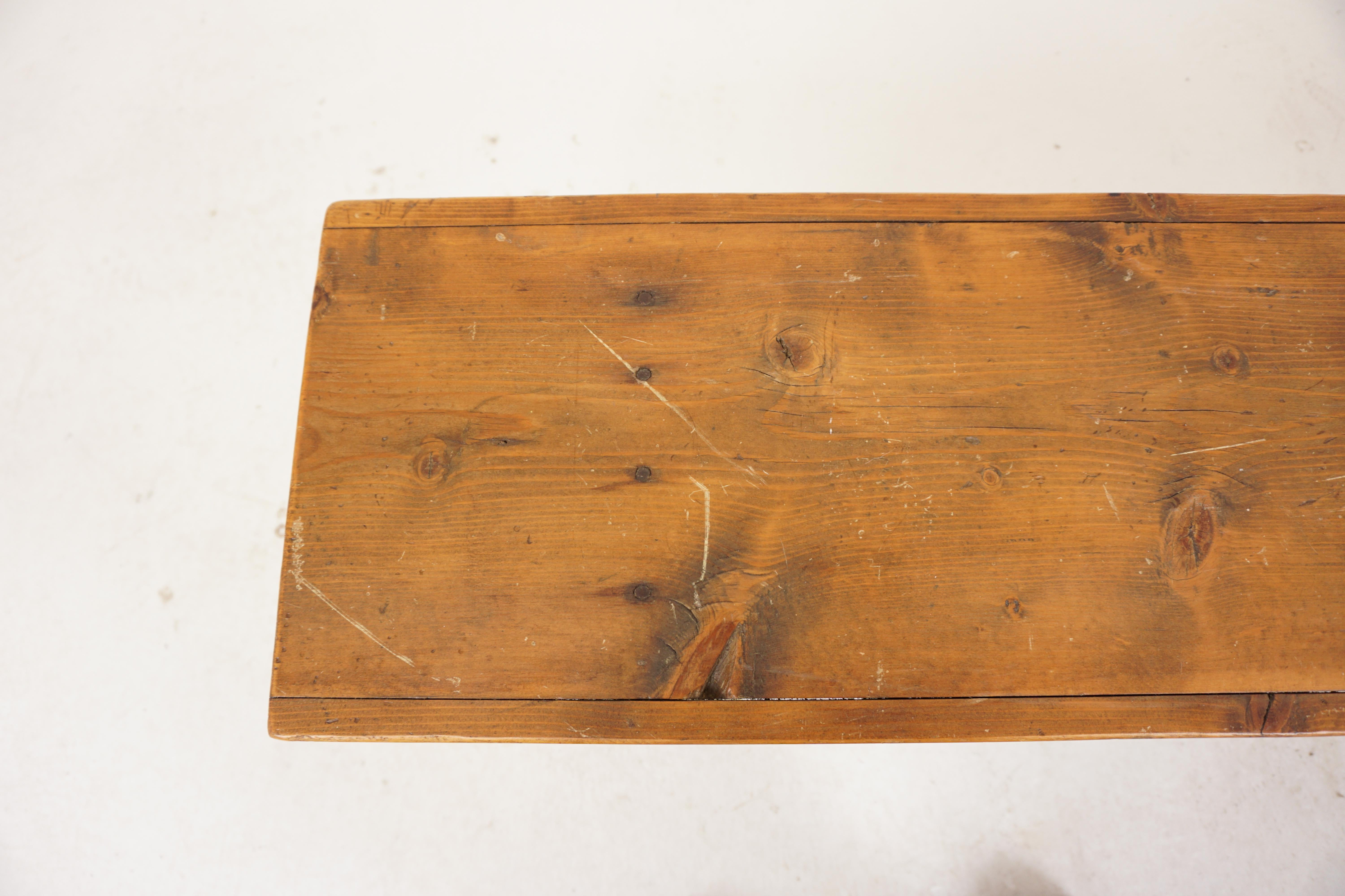 19th Century Vintage Pine Farmhouse Bench, Scotland 1930, H493