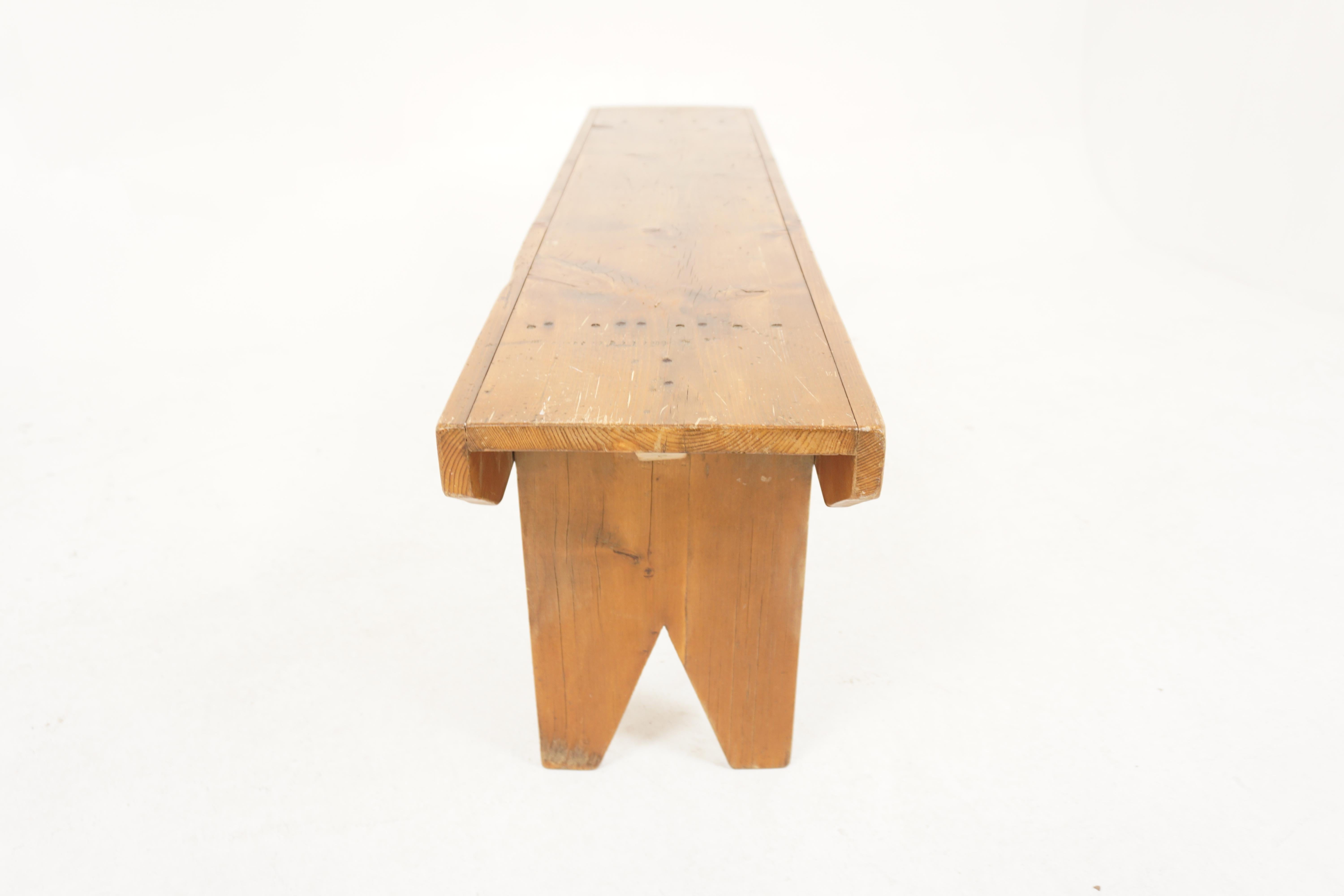 Walnut Vintage Pine Farmhouse Bench, Scotland 1930, H493