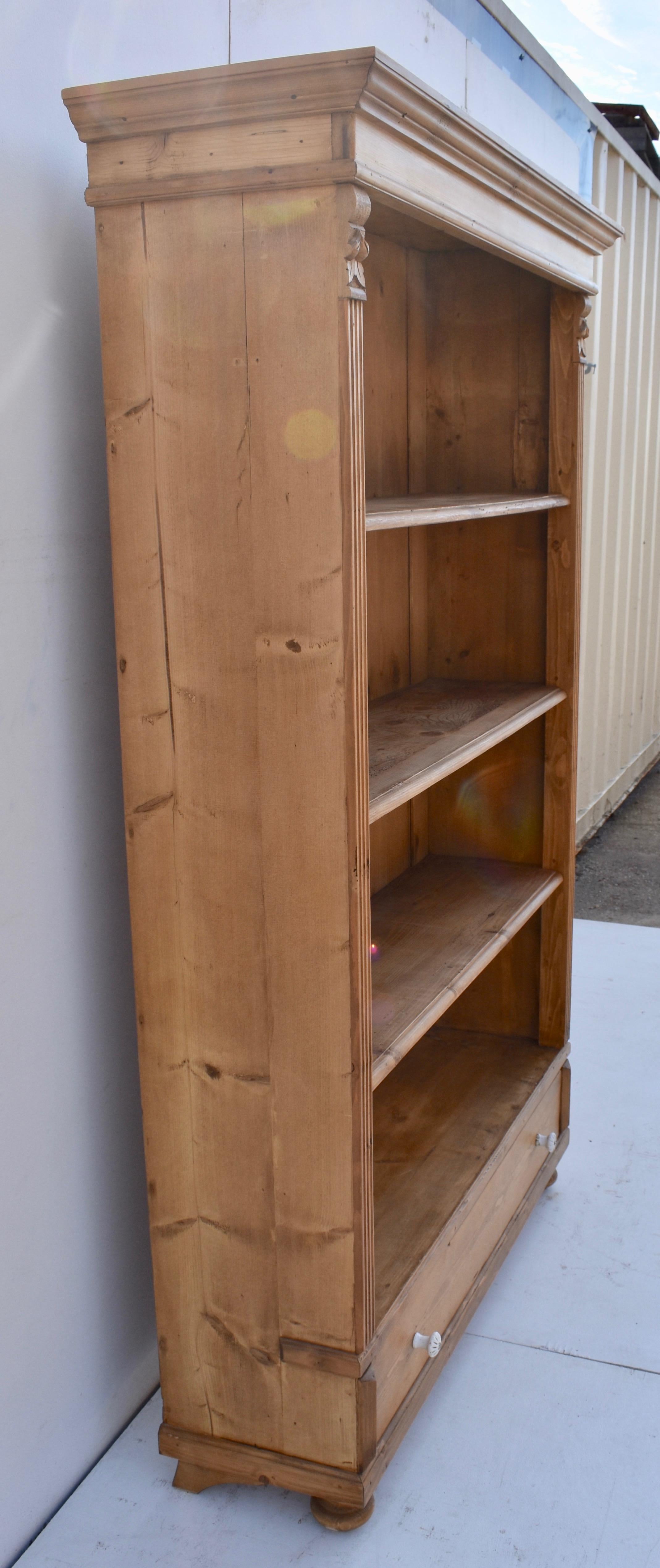 Country Vintage Pine Open Bookcase Conversion from Armoire