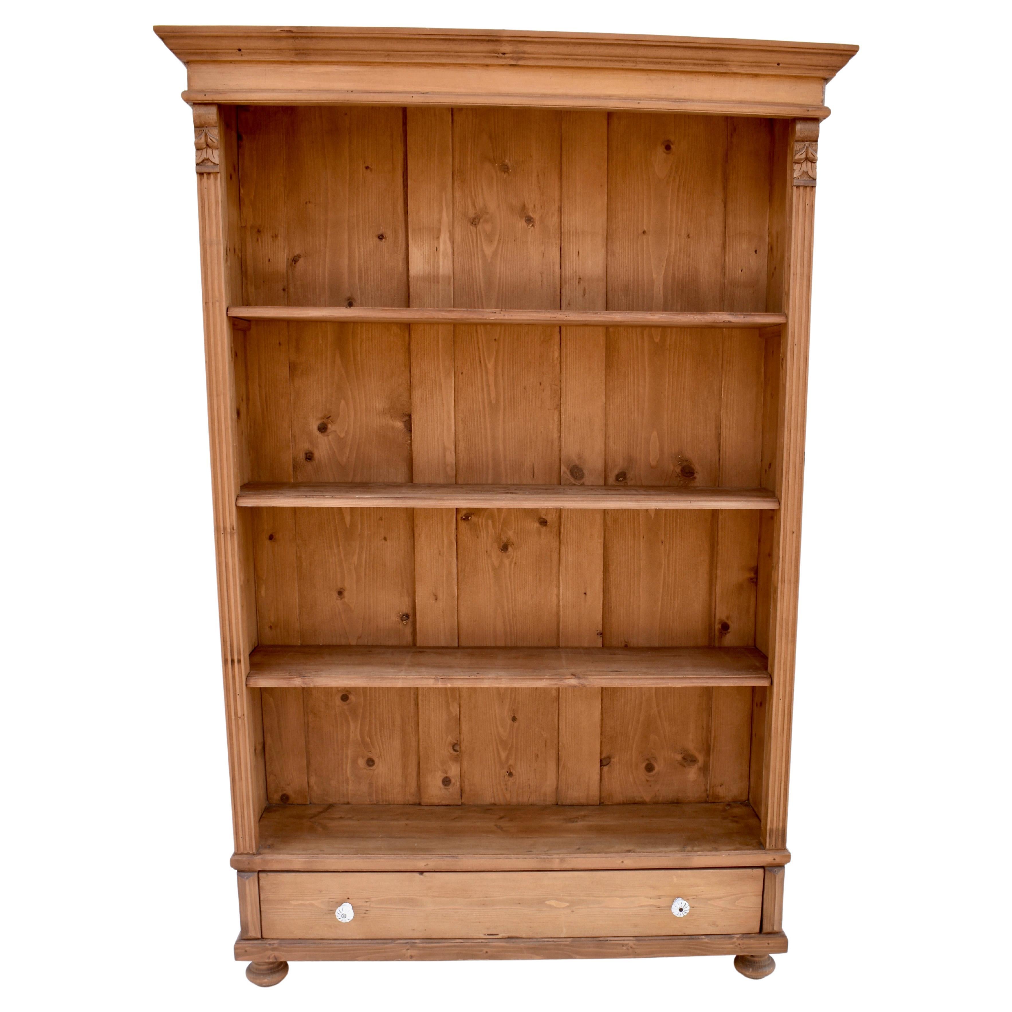 Vintage Pine Open Bookcase Conversion from Armoire
