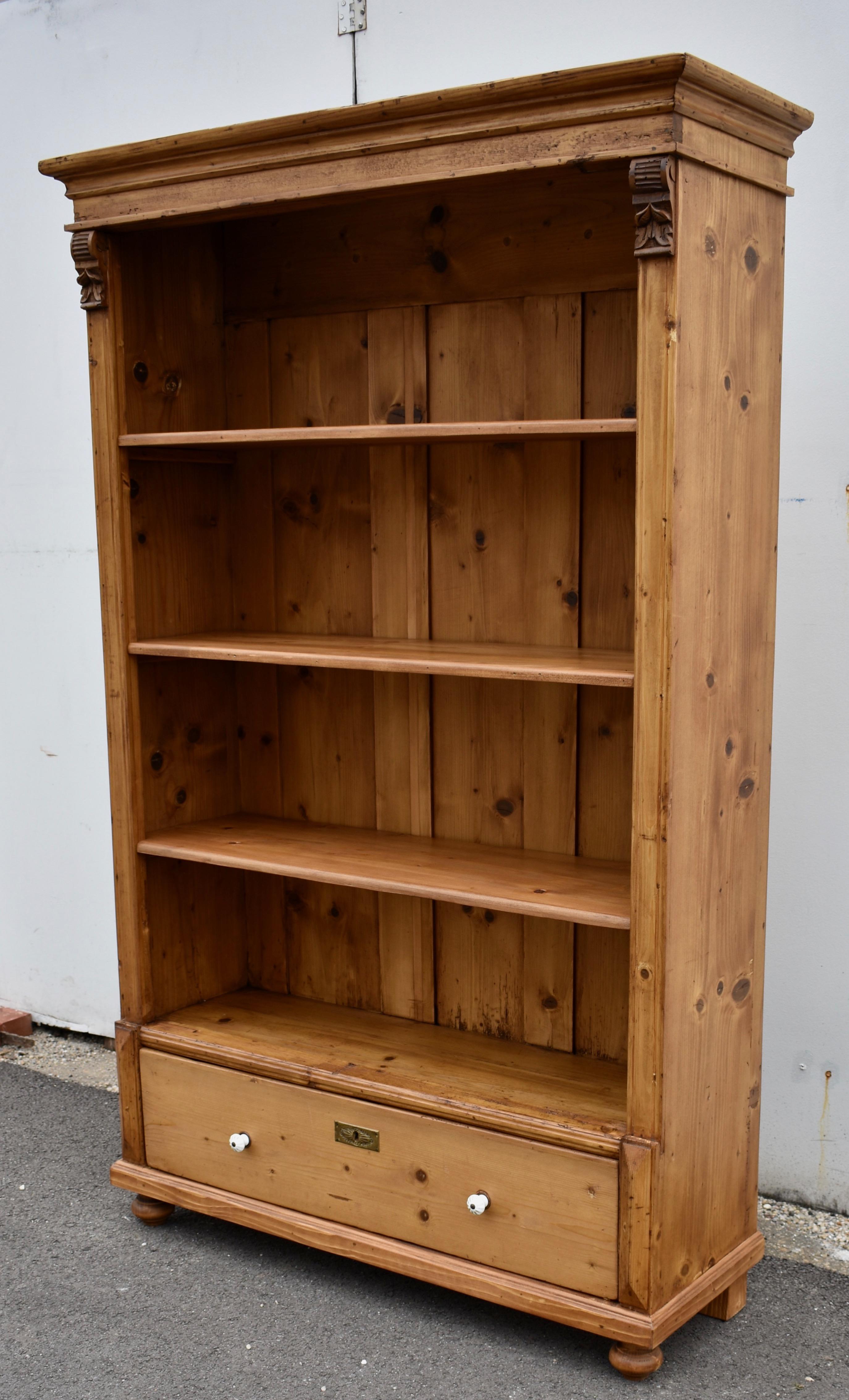 Country Vintage Pine Open Bookcase from Armoire circa 1930 For Sale