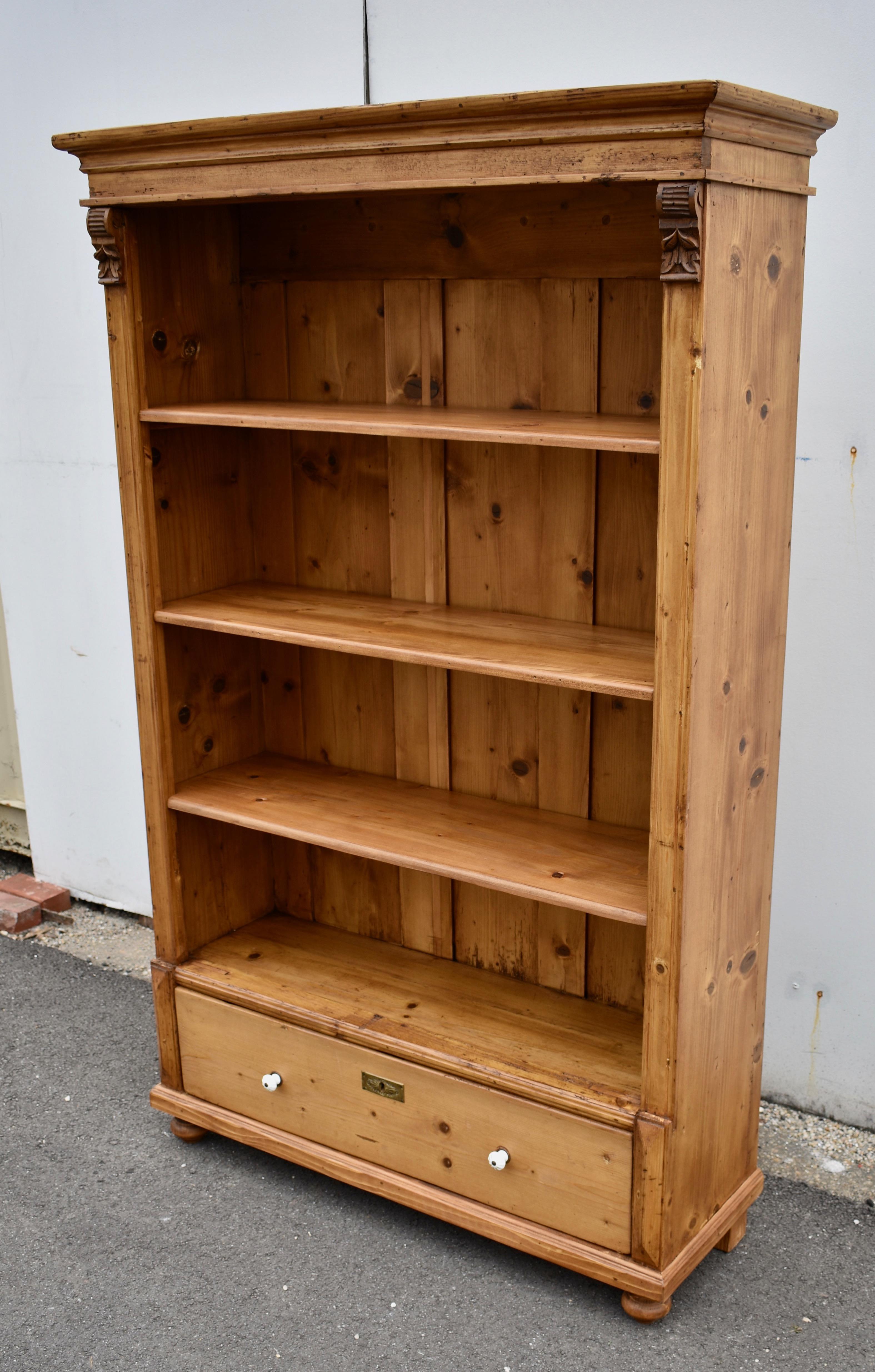 Dutch Vintage Pine Open Bookcase from Armoire circa 1930 For Sale