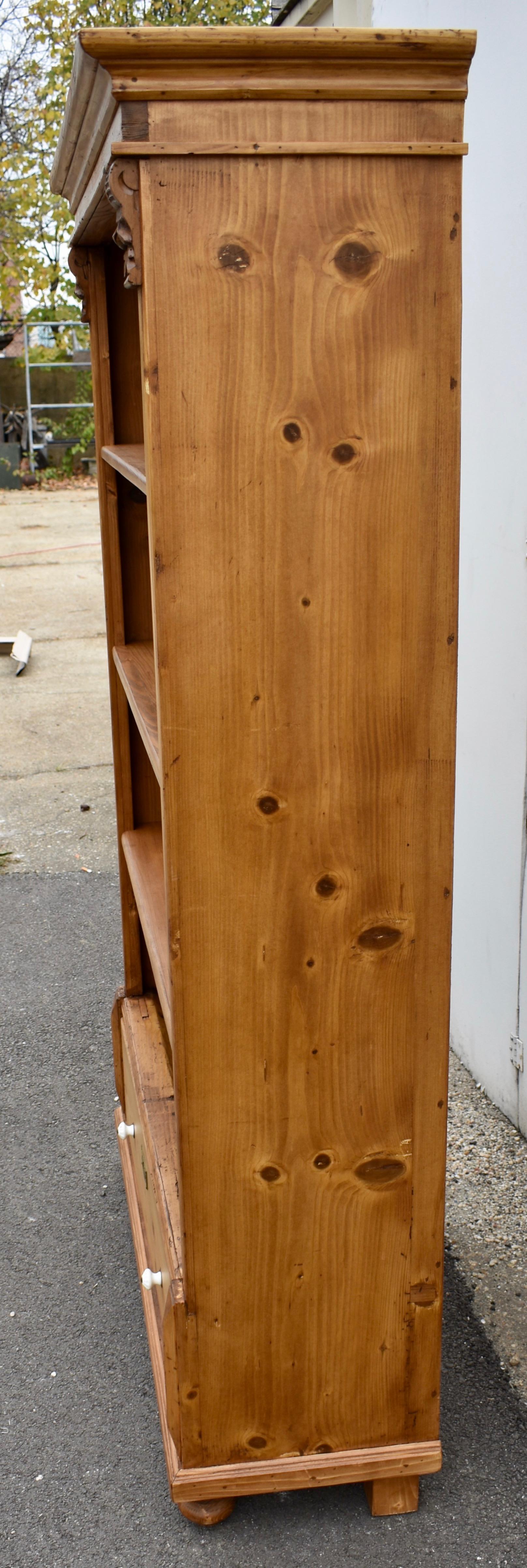 Polished Vintage Pine Open Bookcase from Armoire circa 1930 For Sale