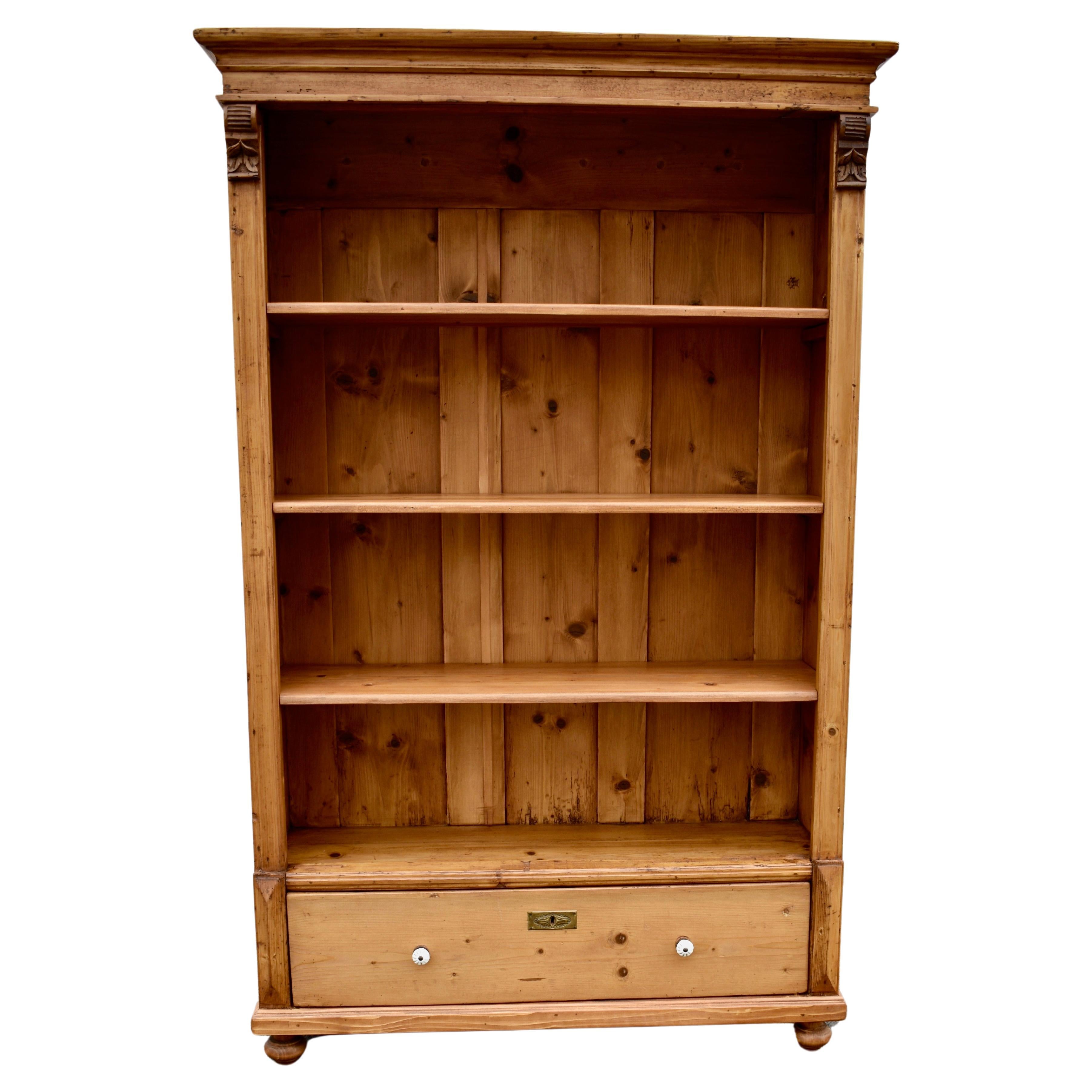 Vintage Pine Open Bookcase from Armoire circa 1930 For Sale