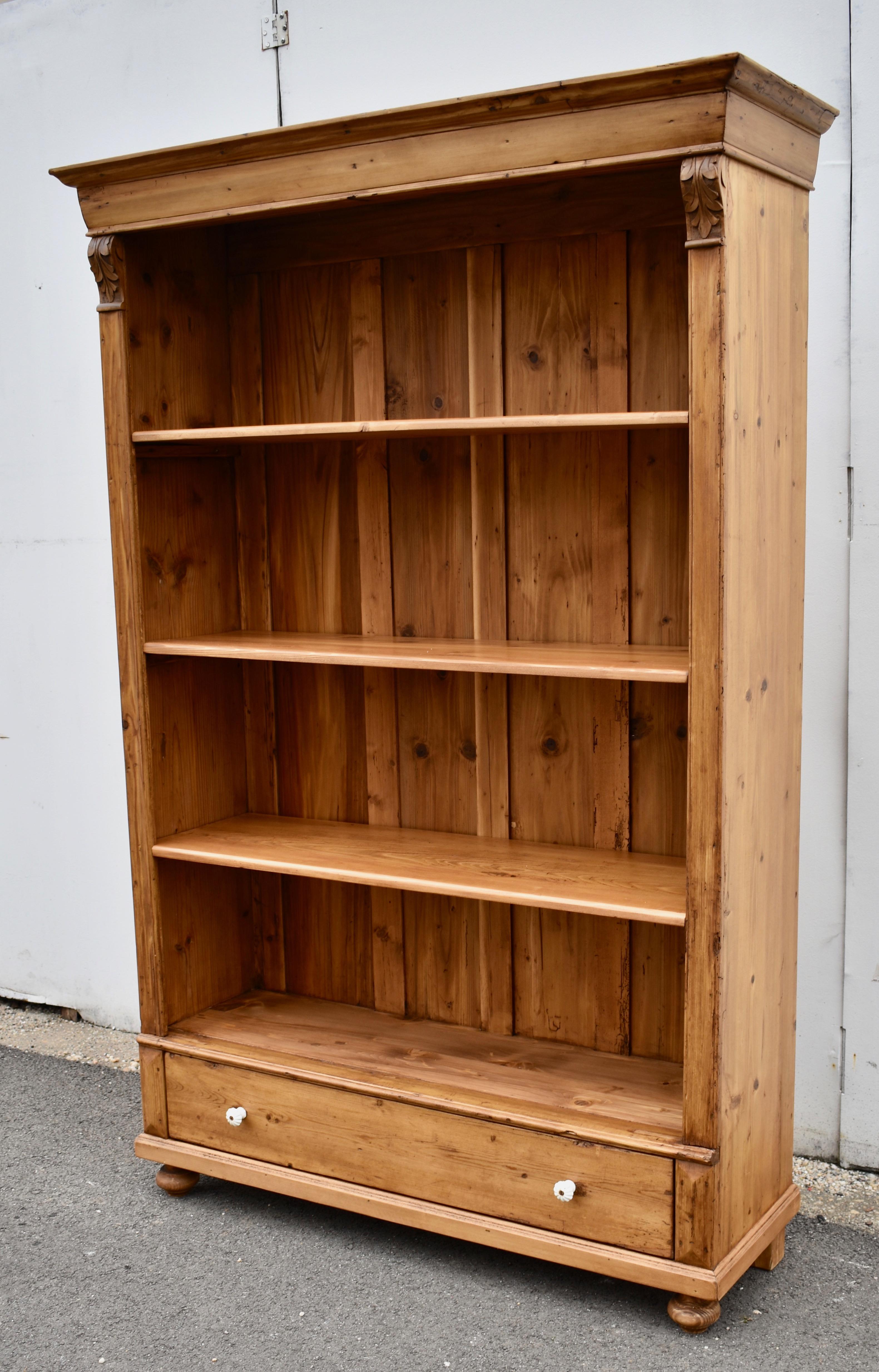 Country Vintage Pine Open Bookcase from Armoire