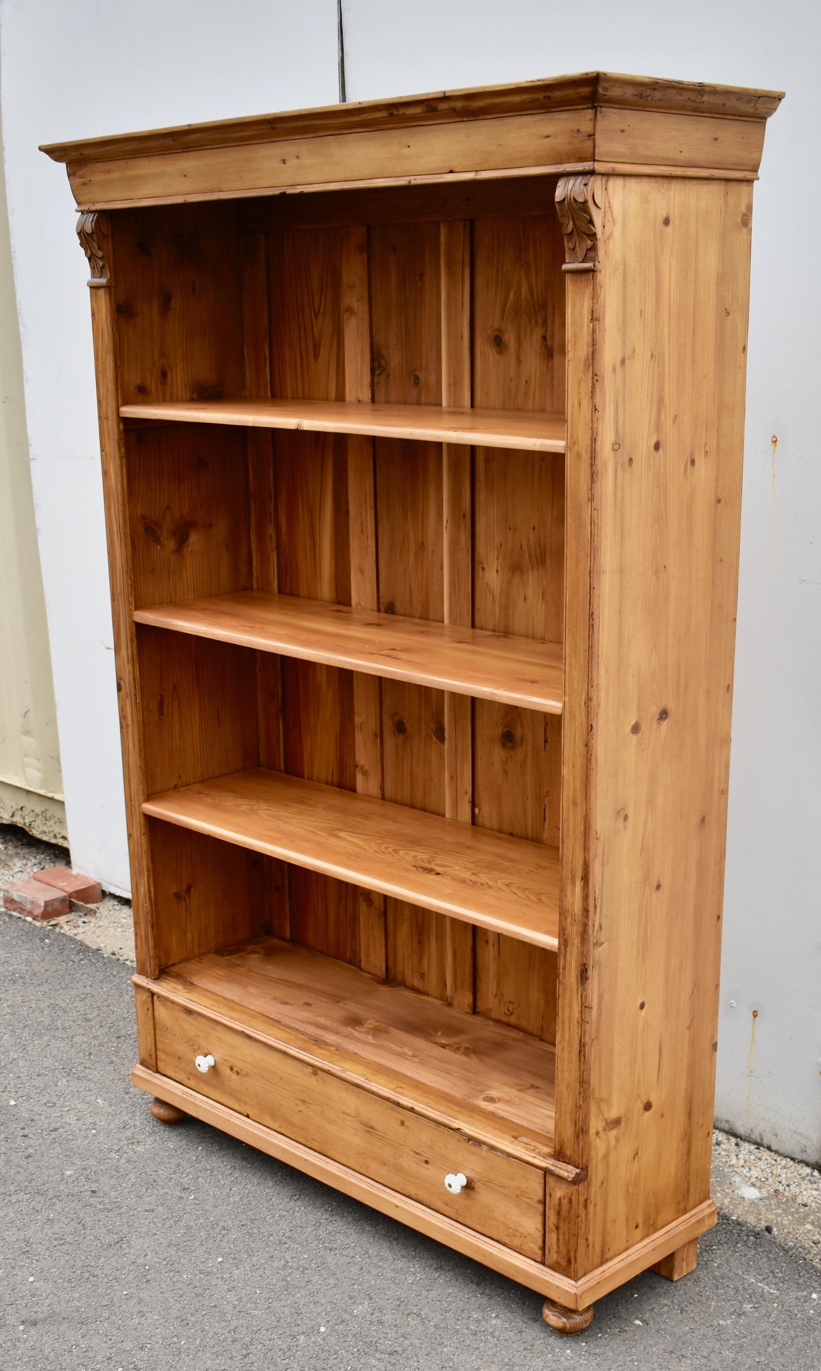 Dutch Vintage Pine Open Bookcase from Armoire