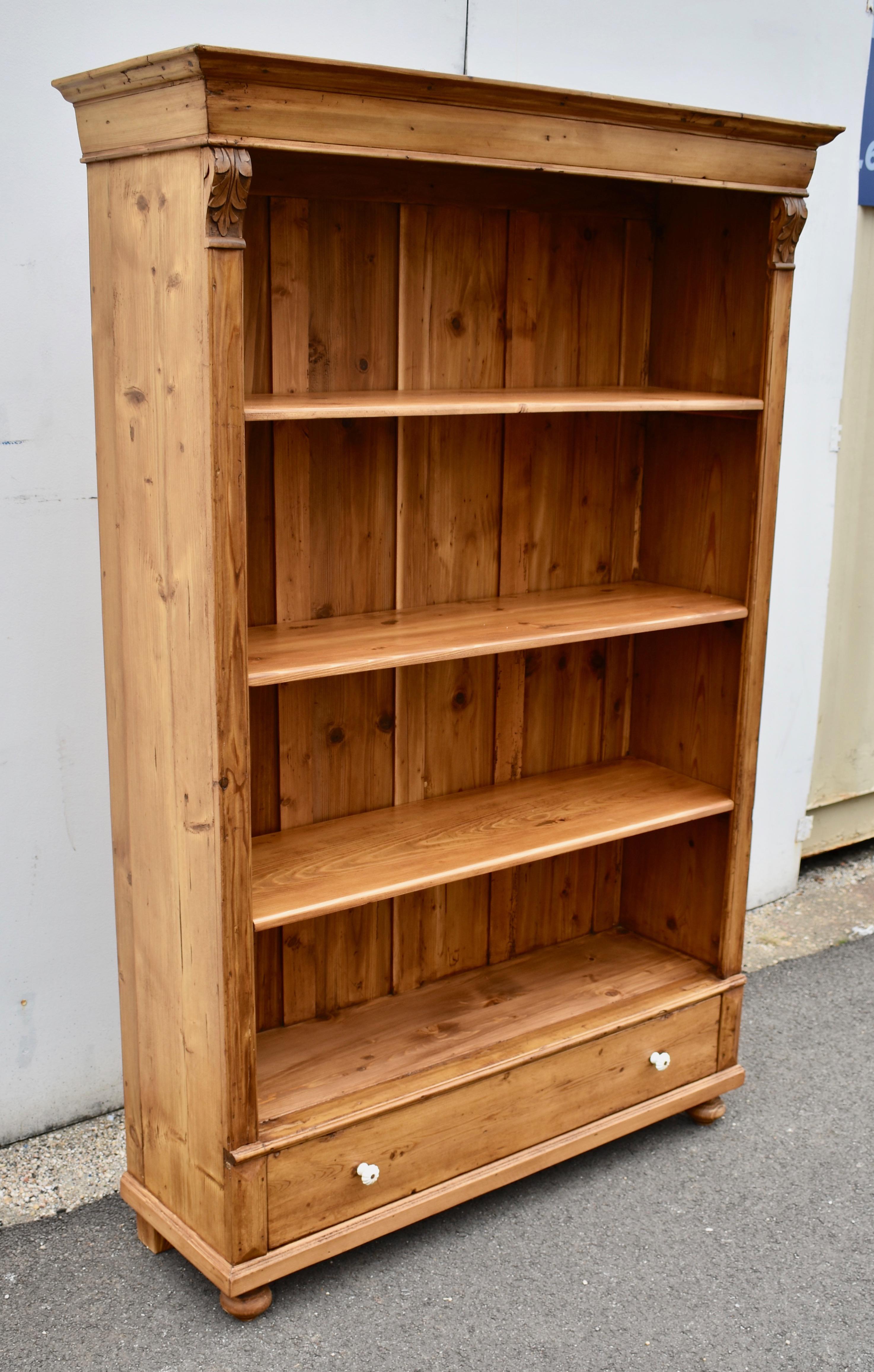 Vintage Pine Open Bookcase from Armoire In Good Condition In Baltimore, MD