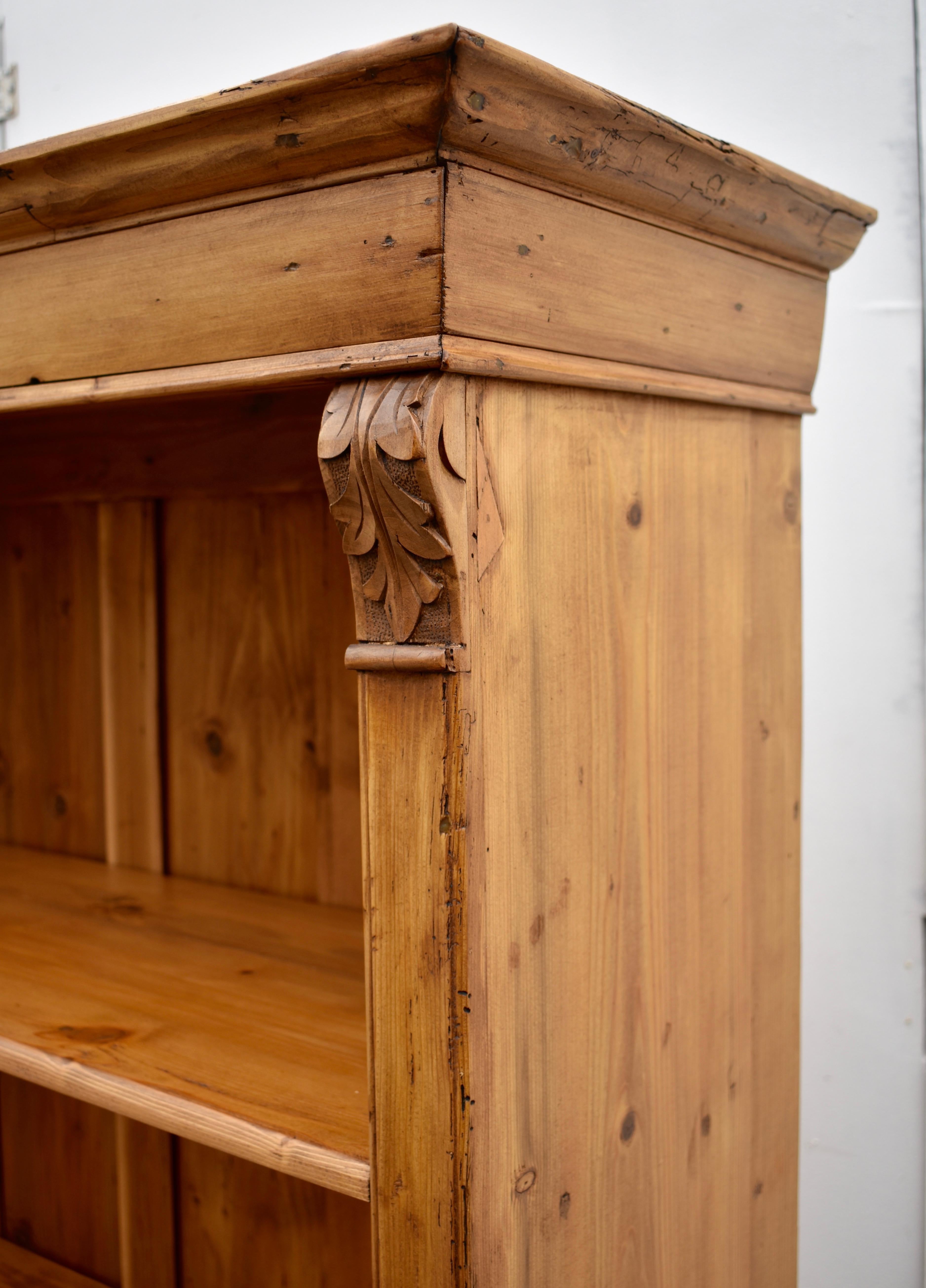 Vintage Pine Open Bookcase from Armoire 1