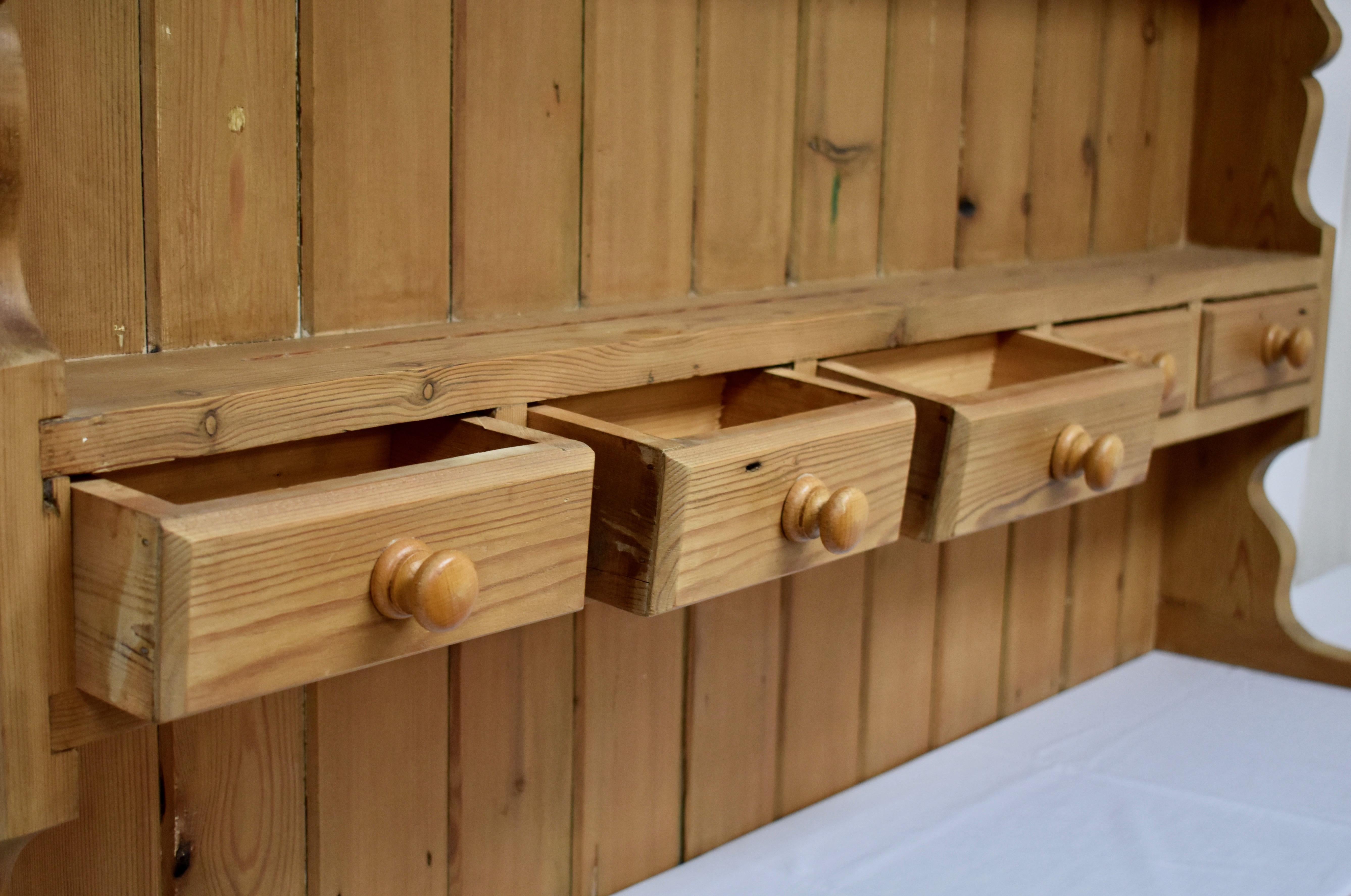 English Vintage Pine Open Rack of Shelves and Spice Drawers Only