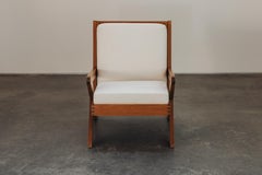 Vintage Pine Prototype Lounge Chair From France, Circa 1960