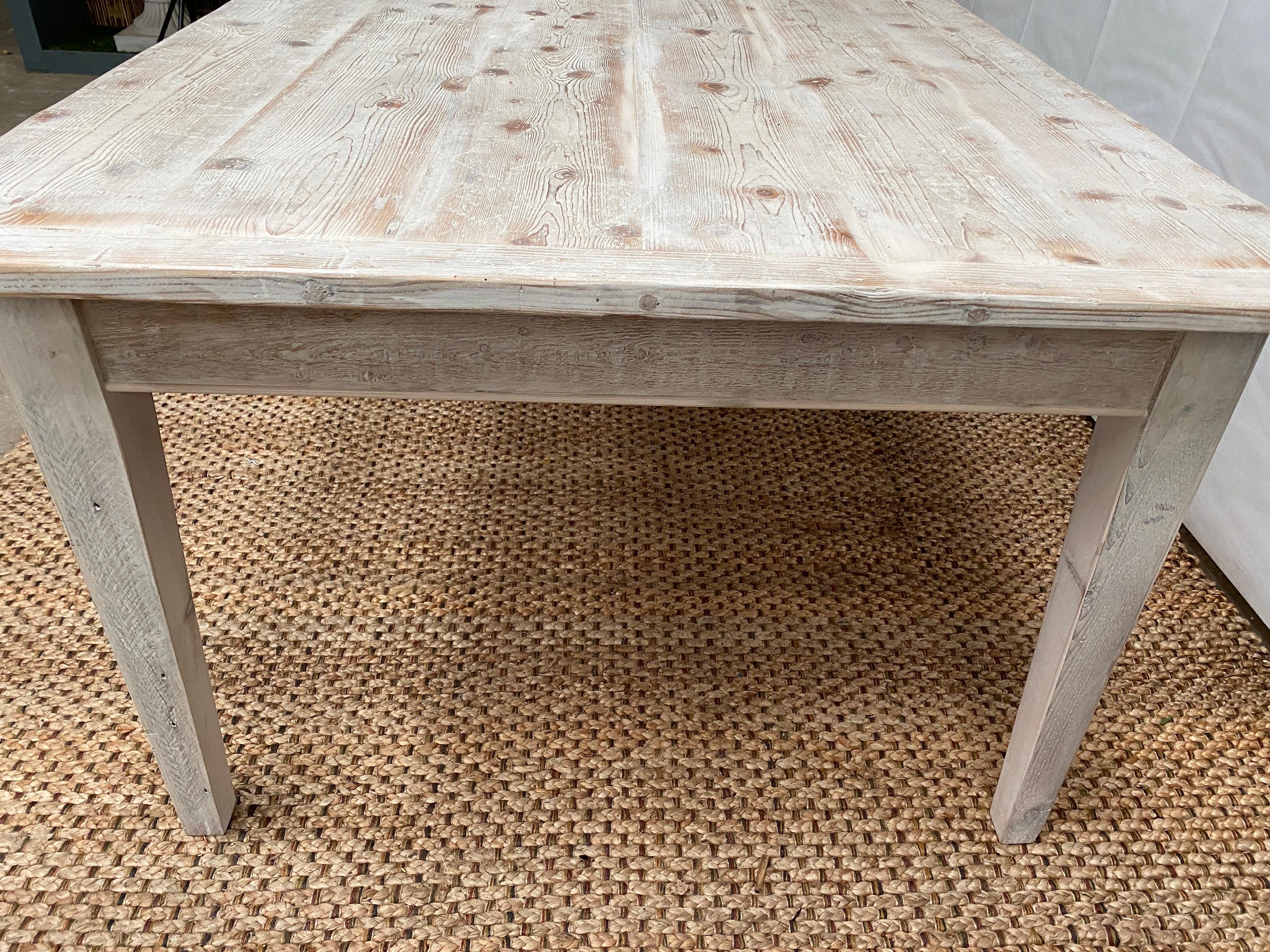 Swedish Vintage Pine Rectangular Wash Scandinavian Dining Table L221 For Sale