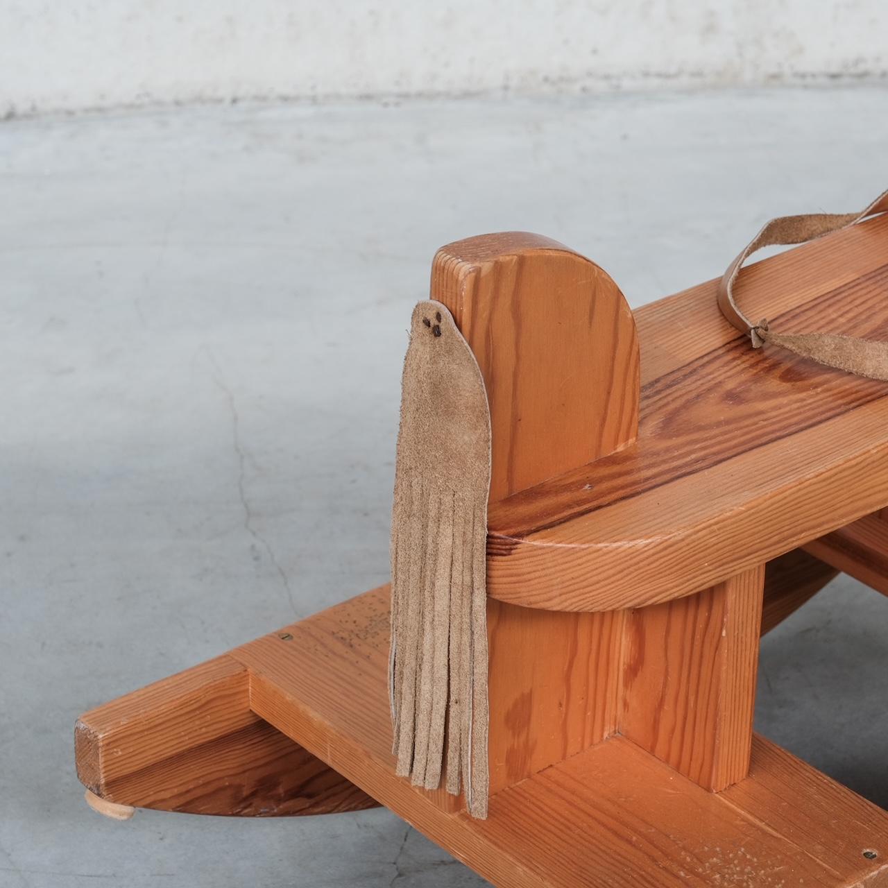 Mid-Century Modern Vintage Pine Rocking Horse from Denmark