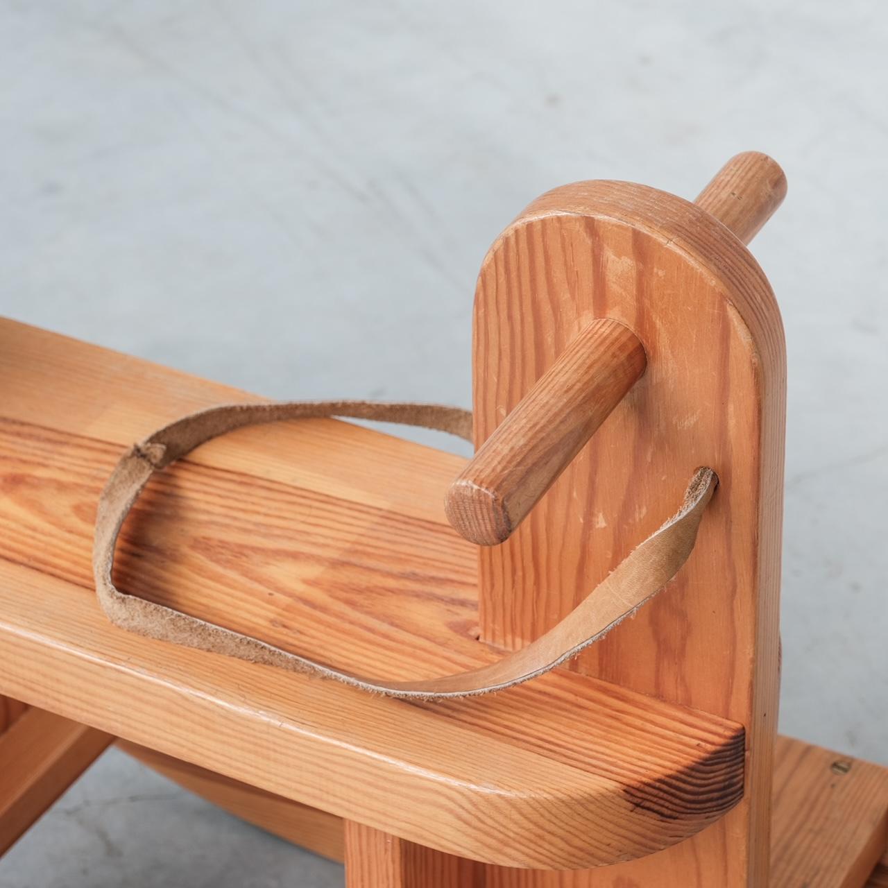 Late 20th Century Vintage Pine Rocking Horse from Denmark