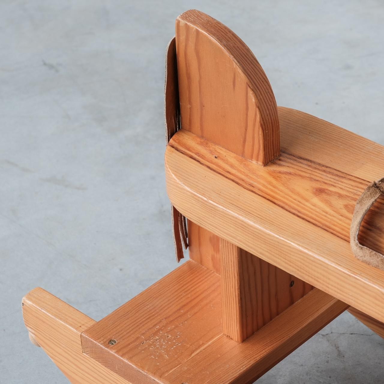 Vintage Pine Rocking Horse from Denmark 1