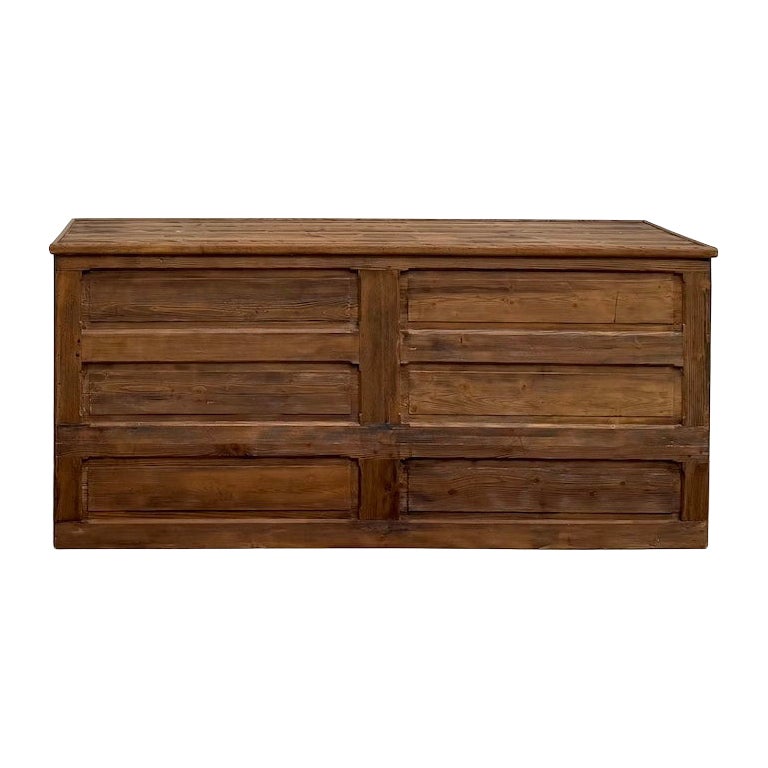 Vintage Pine Shop Counter, 1950s, Restored Top