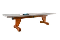 Base per tavolo da negozio in pino vintage con piano Roca Azul