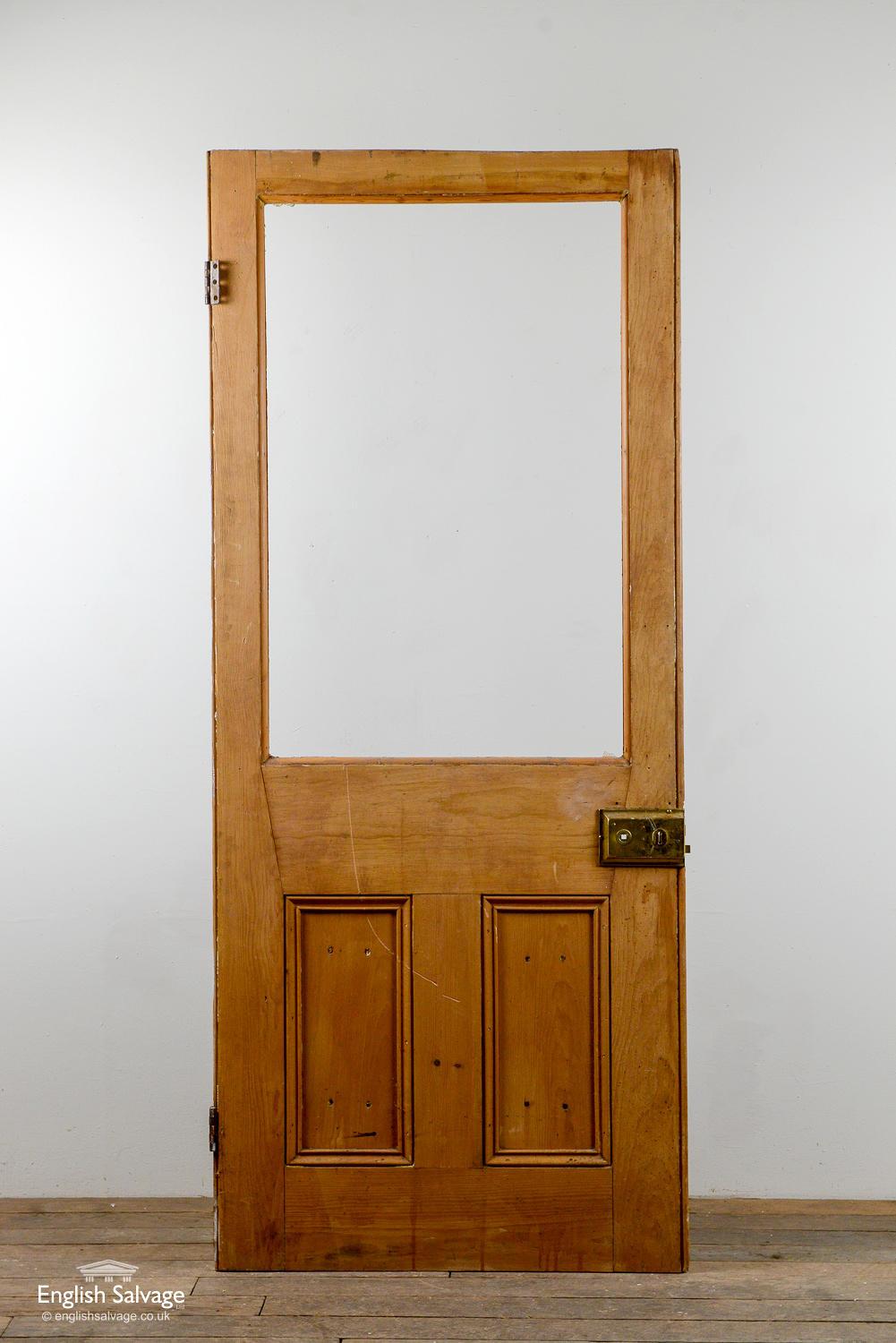 Vintage Pine Single Glazed Panel Door, 20th Century In Good Condition For Sale In London, GB