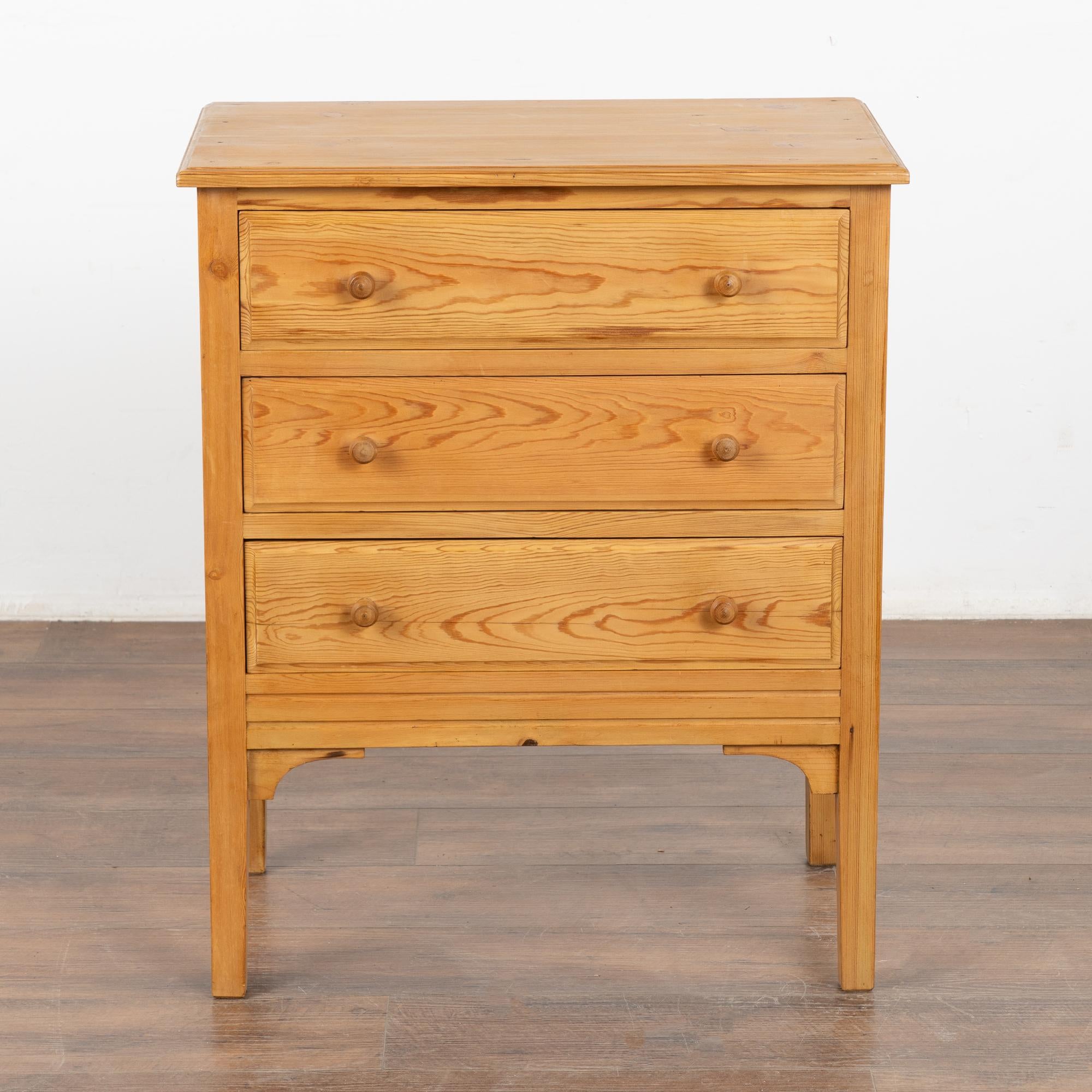 Danish Vintage Pine Small Chest of Drawers Nightstand, Denmark circa 1940 For Sale