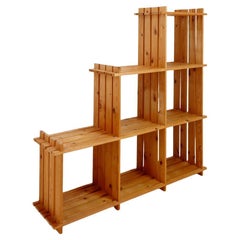 Vintage pine staircase shelf bookcase - Maison Regain style
