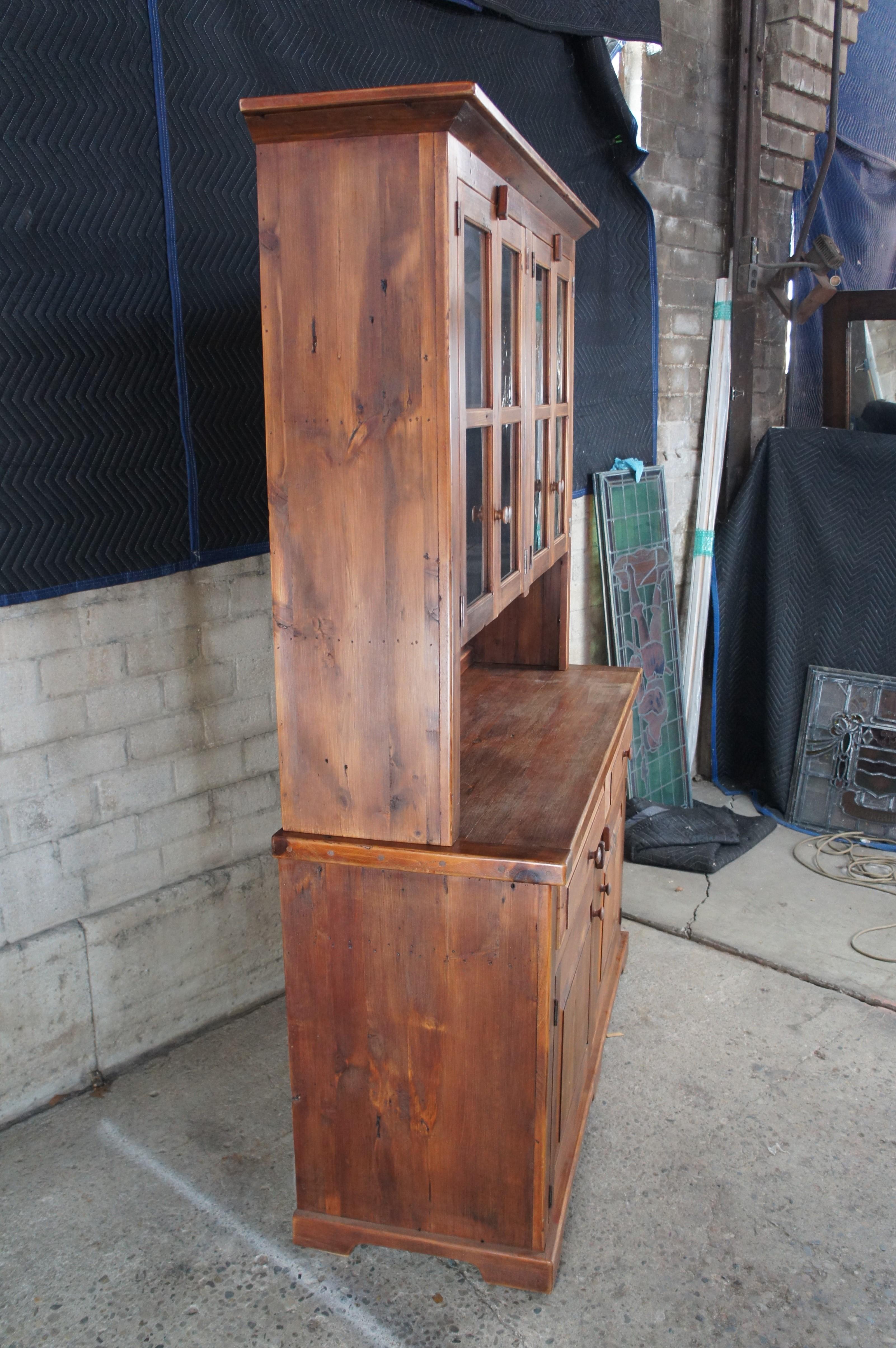 Vintage Pine Stepback Country Farmhouse Cupboard Hutch Display Cabinet 80